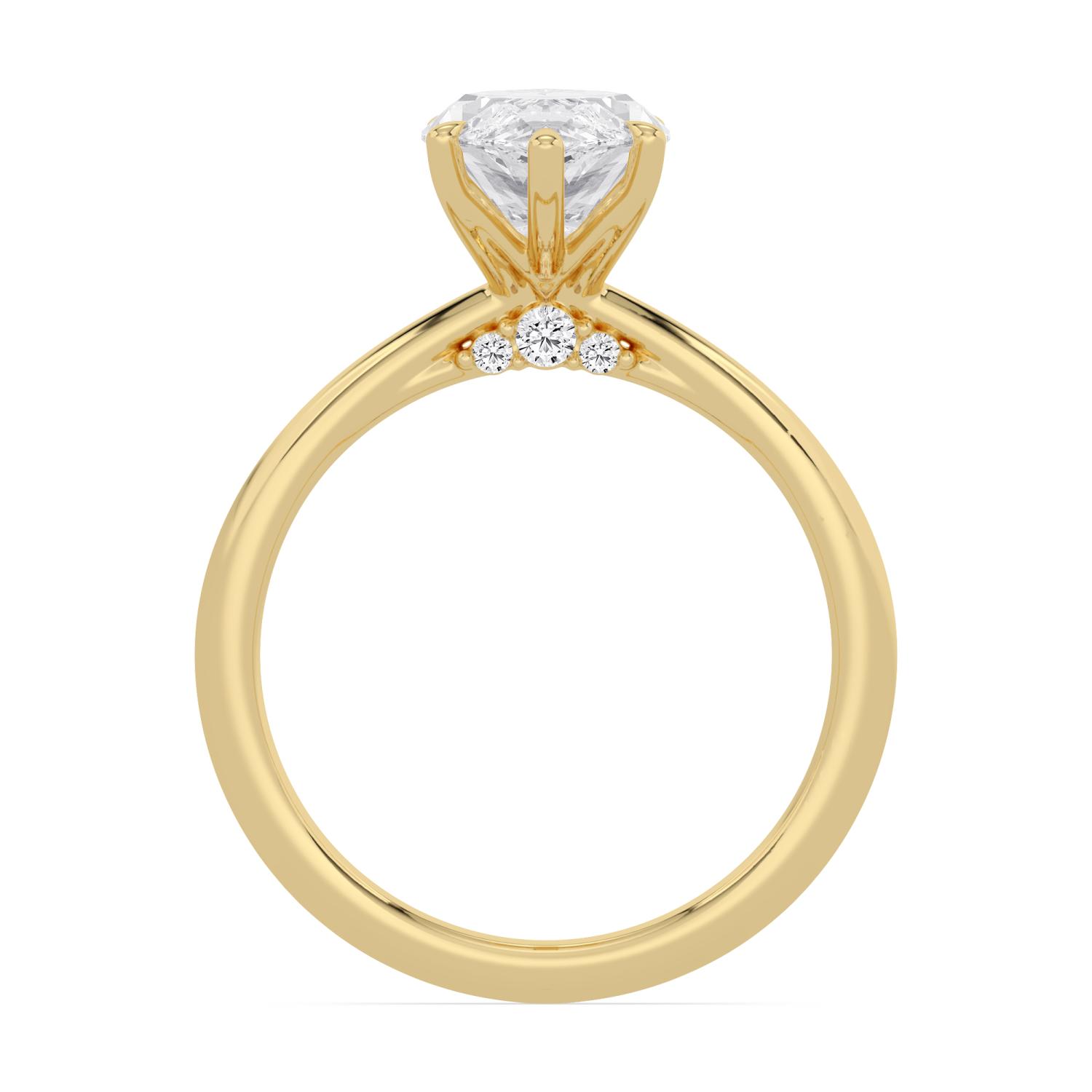 Spindle, Six Prong Marquise Solitaire in Yellow Gold, marquise, plain background, alternate view