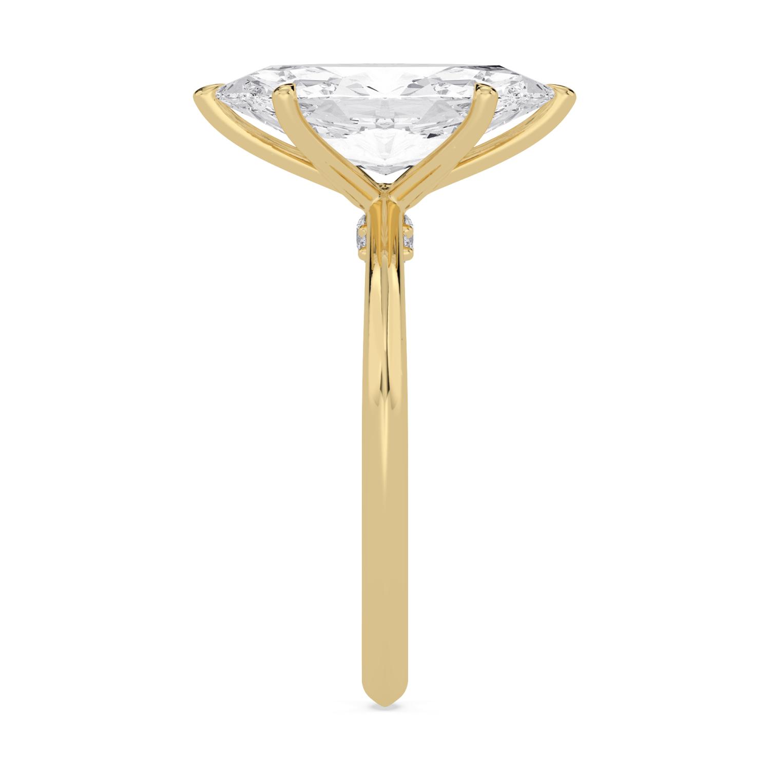 Spindle, Six Prong Marquise Solitaire in Yellow Gold, marquise, plain background, alternate view