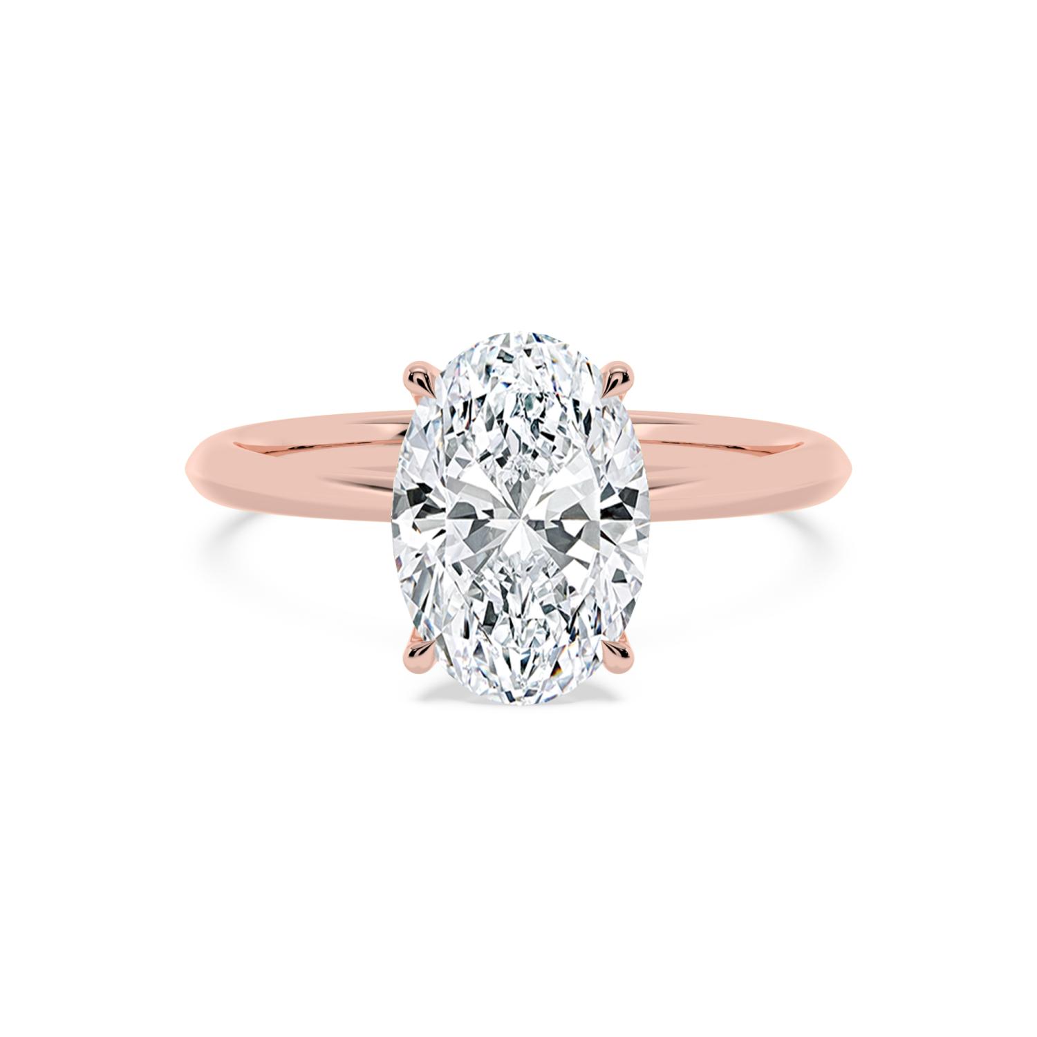 Sprig, Four Prong Oval Solitaire in Rose Gold, oval, plain background