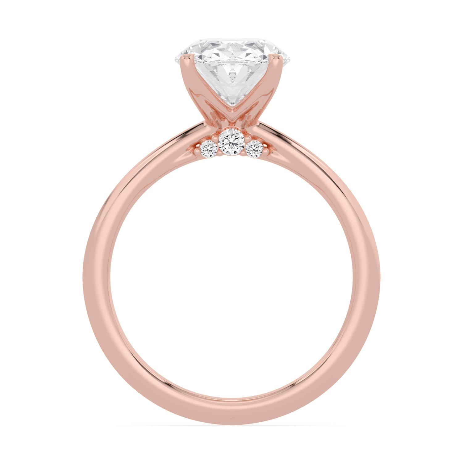 Sprig, Four Prong Oval Solitaire in Rose Gold, oval, plain background, alternate view