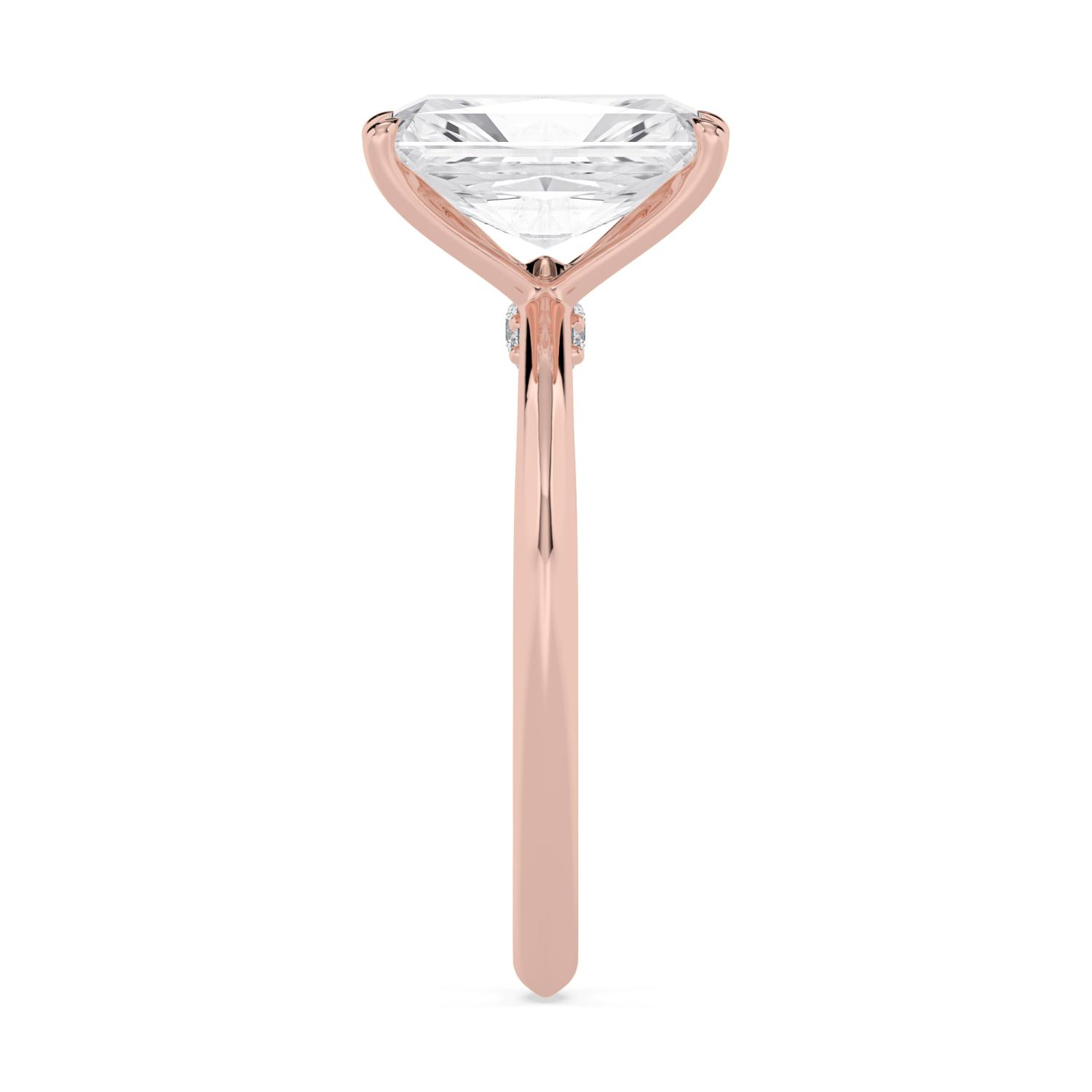 Strand, Four Prong Radiant Solitaire in Rose Gold, radiant, plain background, alternate view