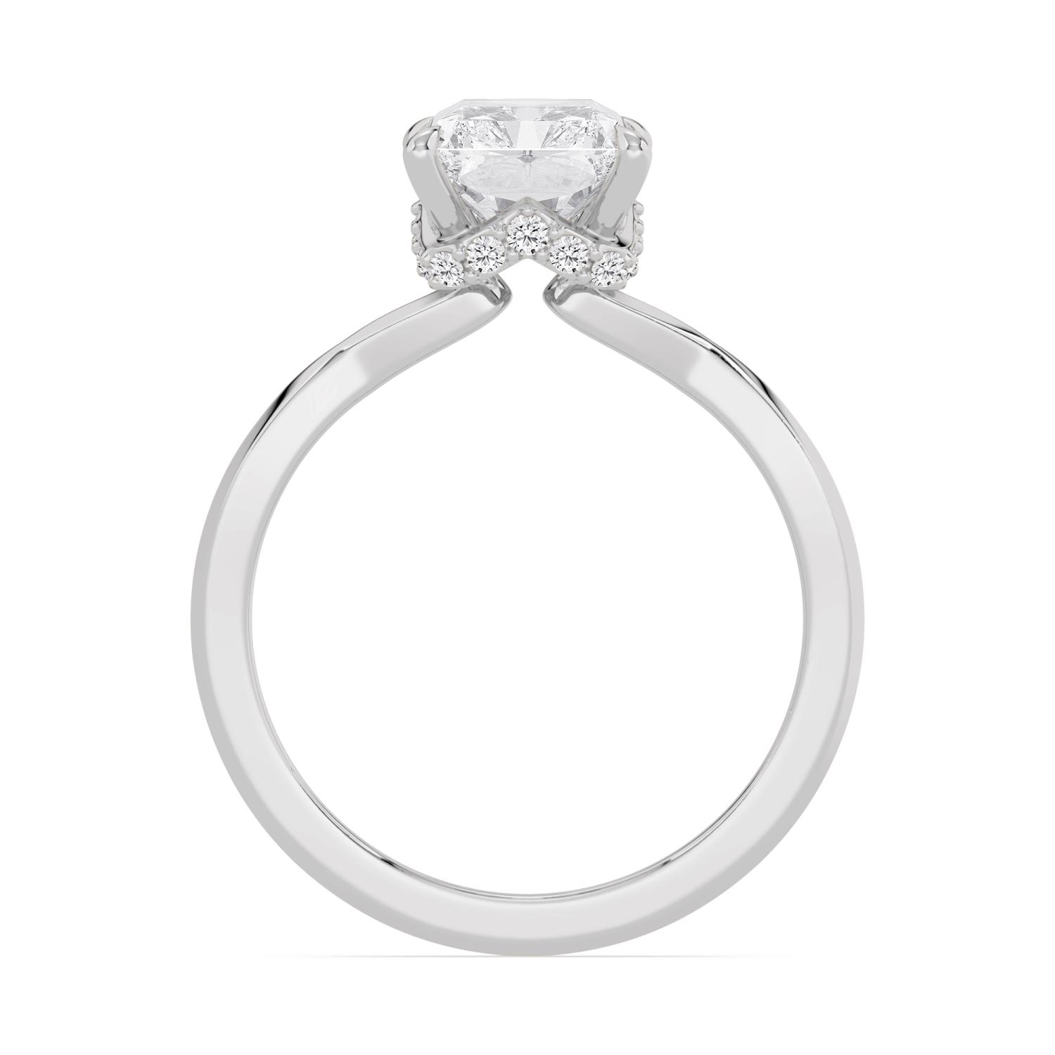 Swale, Four Prong Radiant Solitaire, Hidden Halo in White Gold, radiant, plain background, alternate view