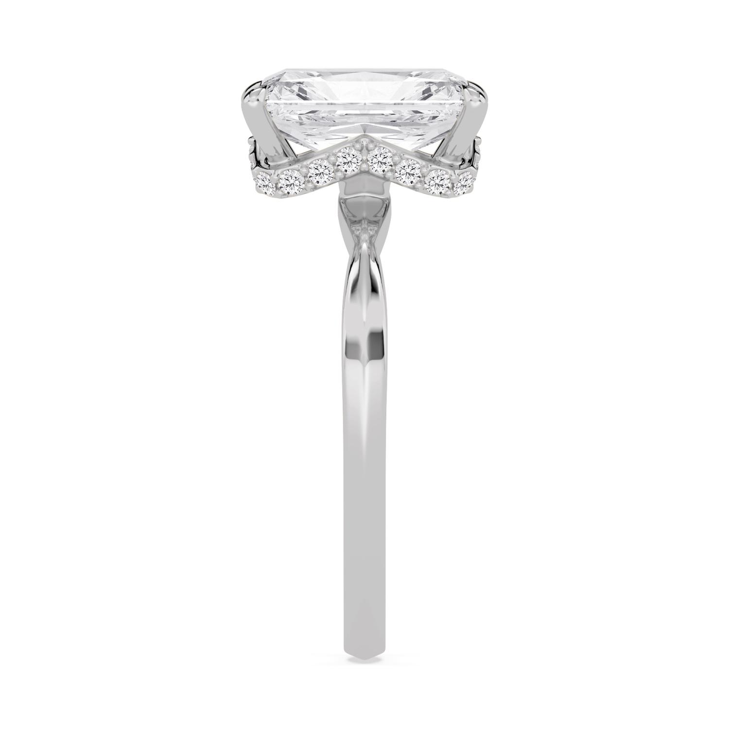 Swale, Four Prong Radiant Solitaire, Hidden Halo in White Gold, radiant, plain background, alternate view