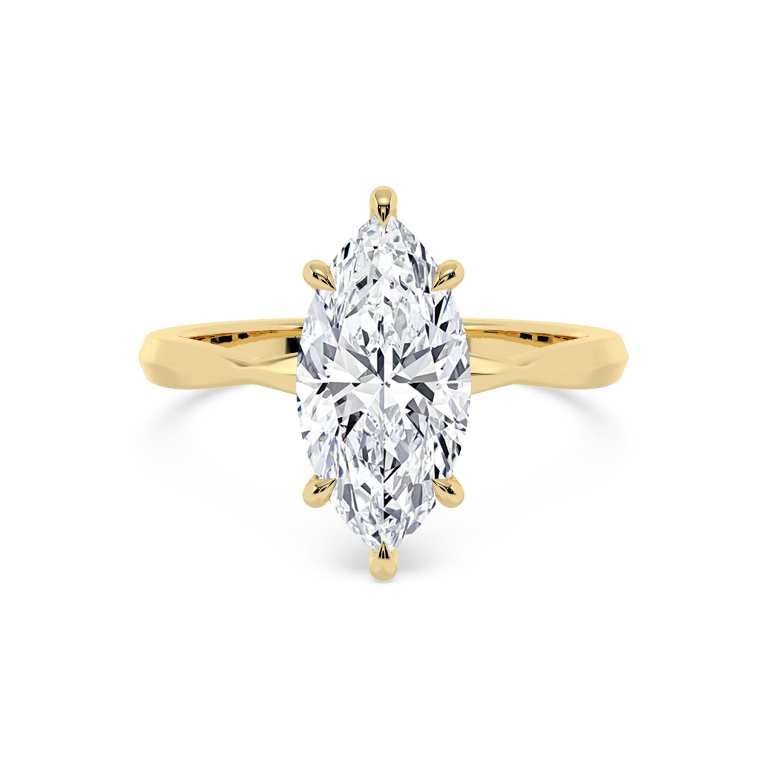 Tansy, Six Prong Marquise Solitaire, Hidden Halo in Yellow Gold, marquise, plain background