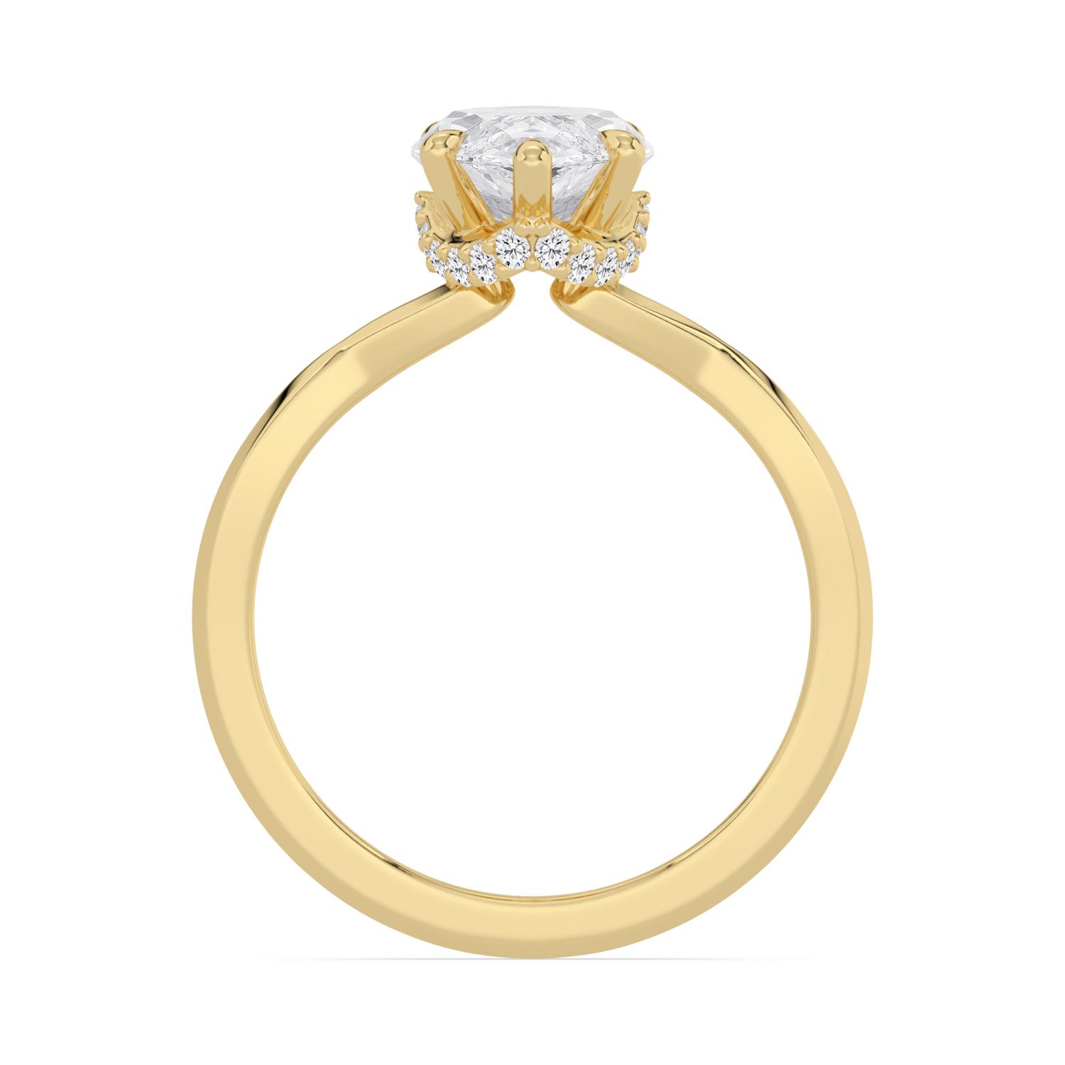 Tansy, Six Prong Marquise Solitaire, Hidden Halo in Yellow Gold, marquise, plain background, alternate view