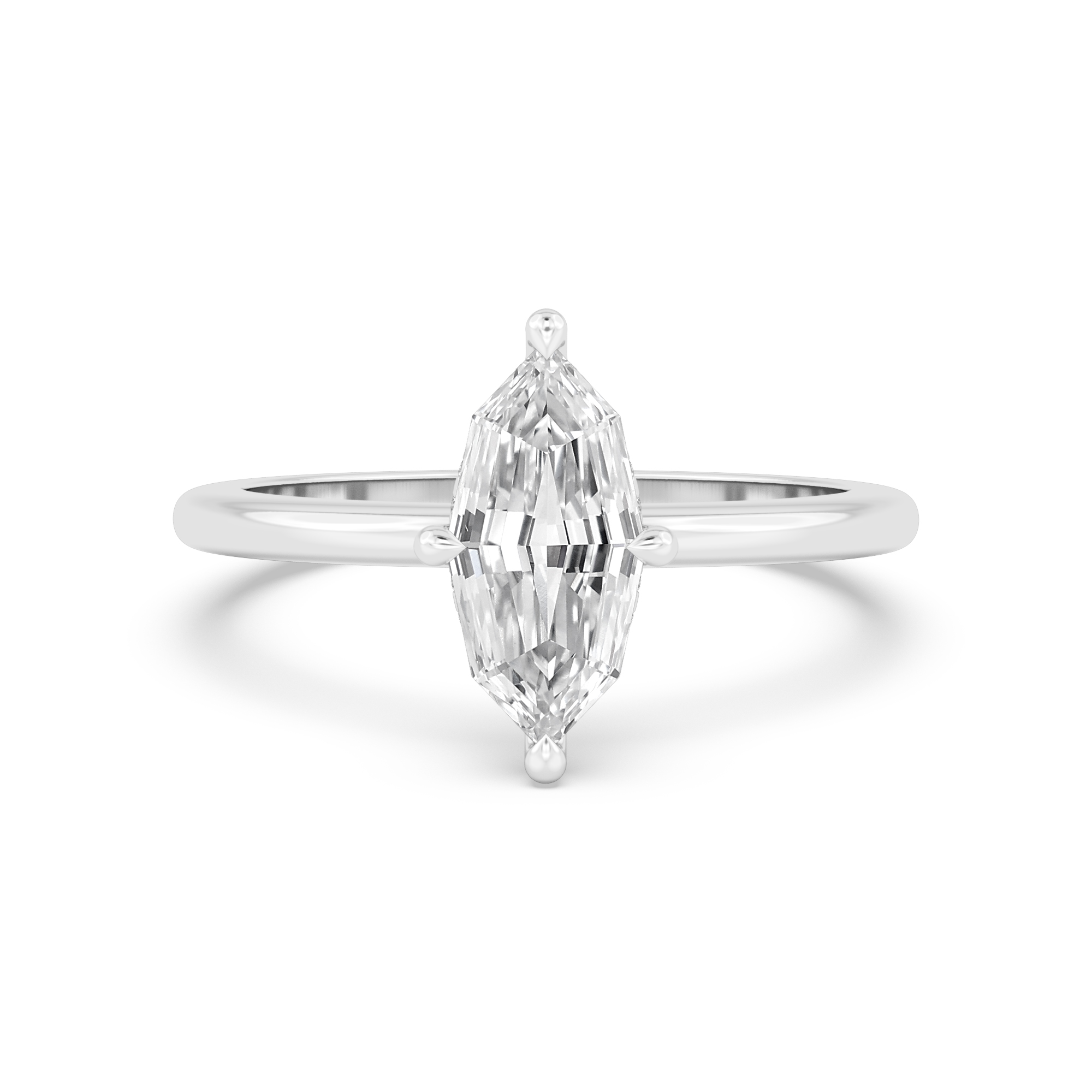 Rime, Four Prong Marquise Solitaire, Hidden Halo in White Gold, marquise, plain background