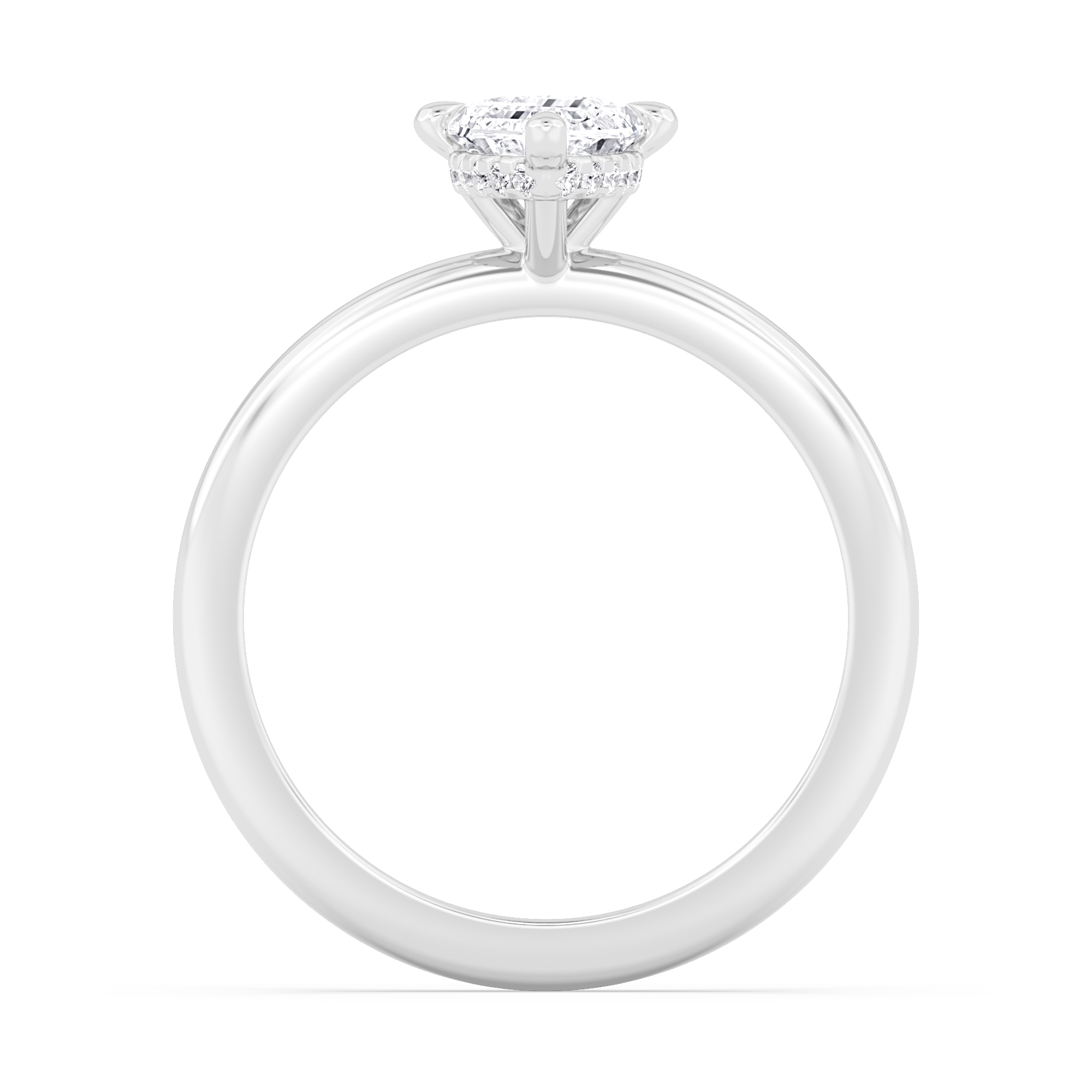 Rime, Four Prong Marquise Solitaire, Hidden Halo in White Gold, marquise, plain background, alternate view