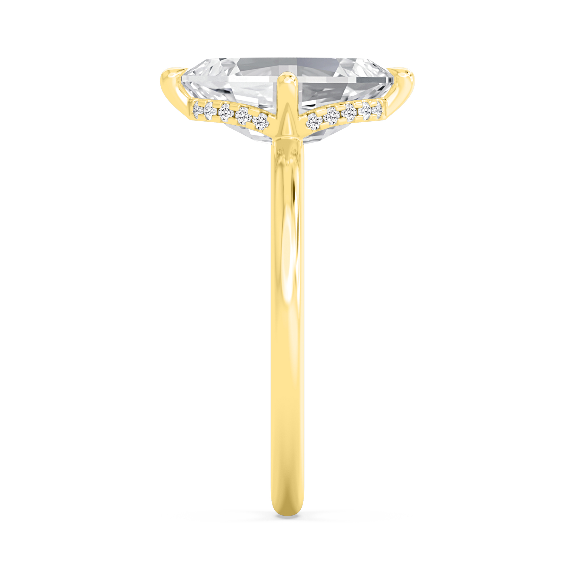 Wisp, Four Prong Oval Solitaire, Hidden Halo in Yellow Gold, oval, plain background, alternate view