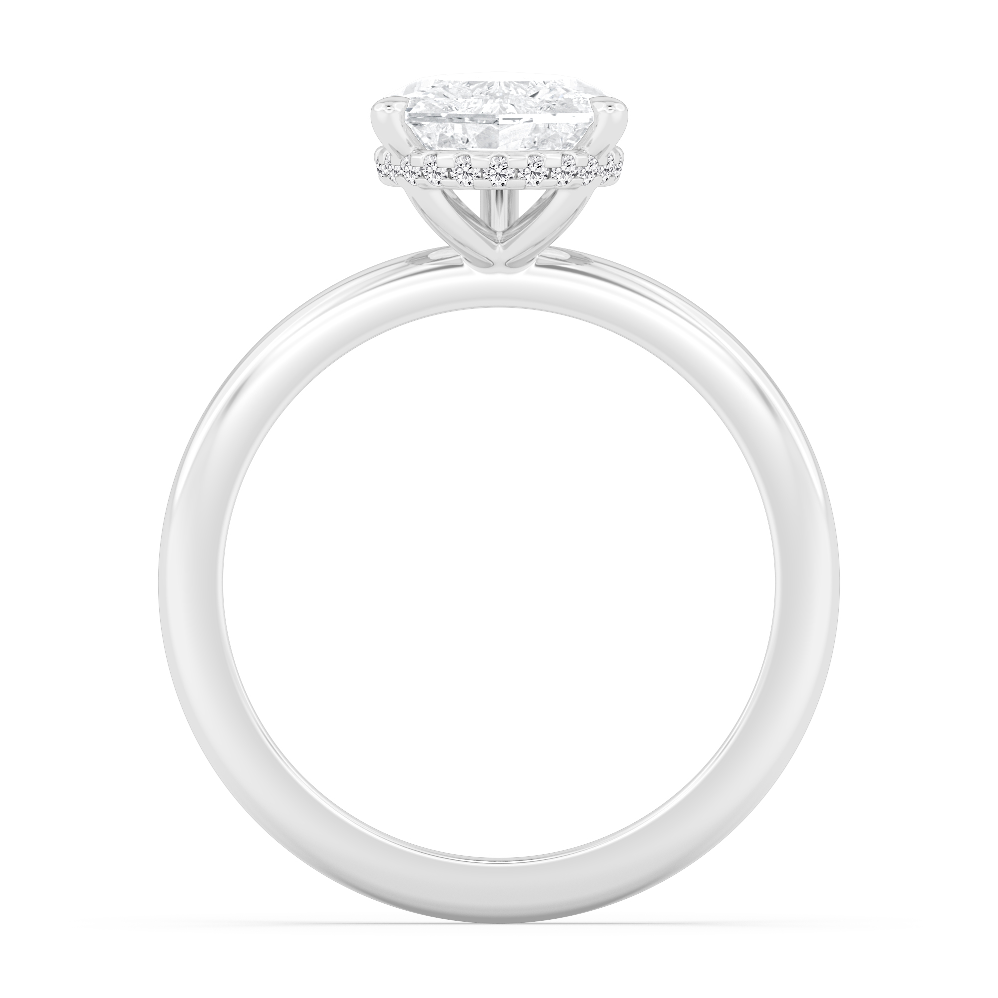 Yew, Five Prong Pear Solitaire, Hidden Halo in White Gold, pear, plain background, alternate view