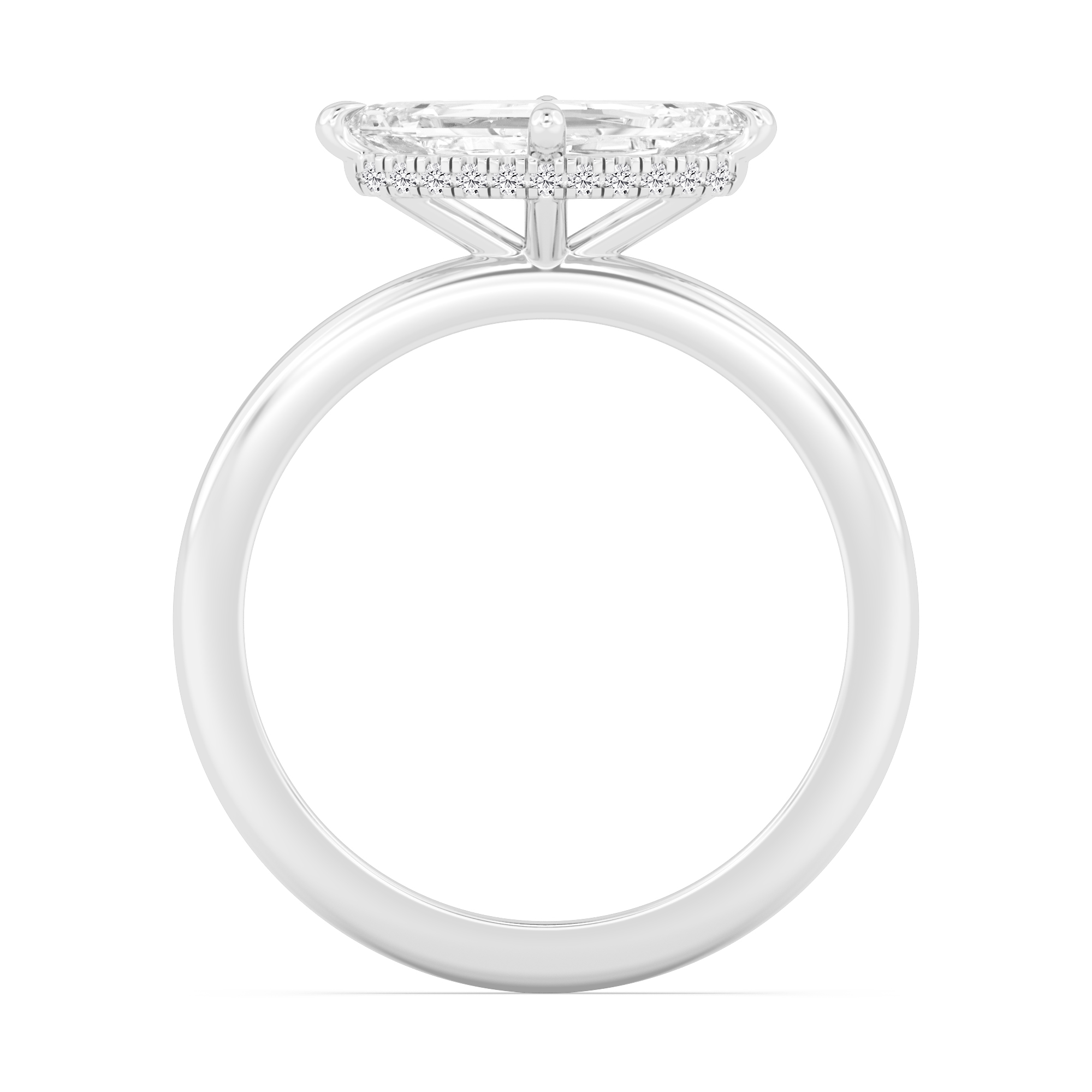 Copse, Four Prong Marquise East-West Solitaire, Hidden Halo in White Gold, marquise, plain background, alternate view