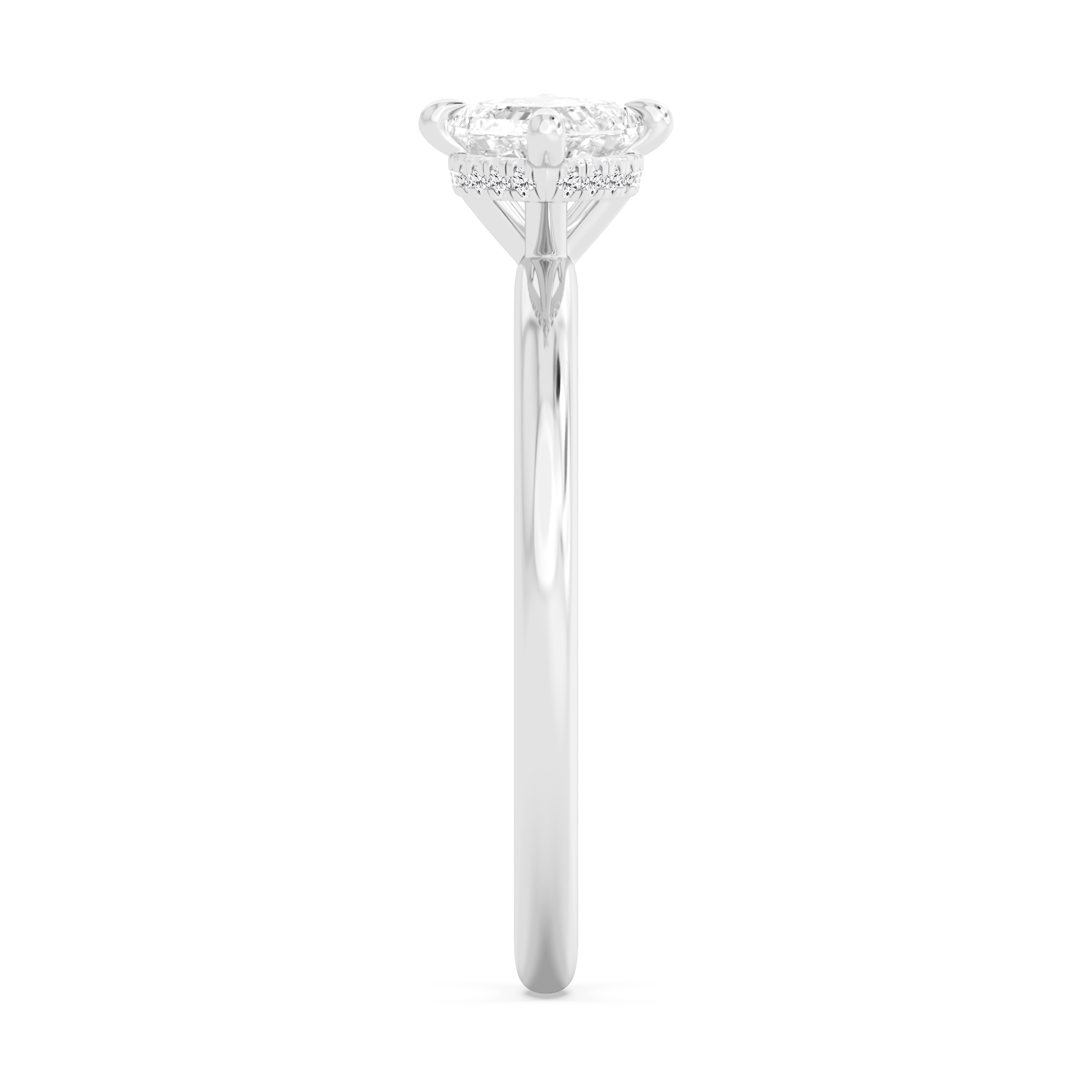 Copse, Four Prong Marquise East-West Solitaire, Hidden Halo in White Gold, marquise, plain background, alternate view