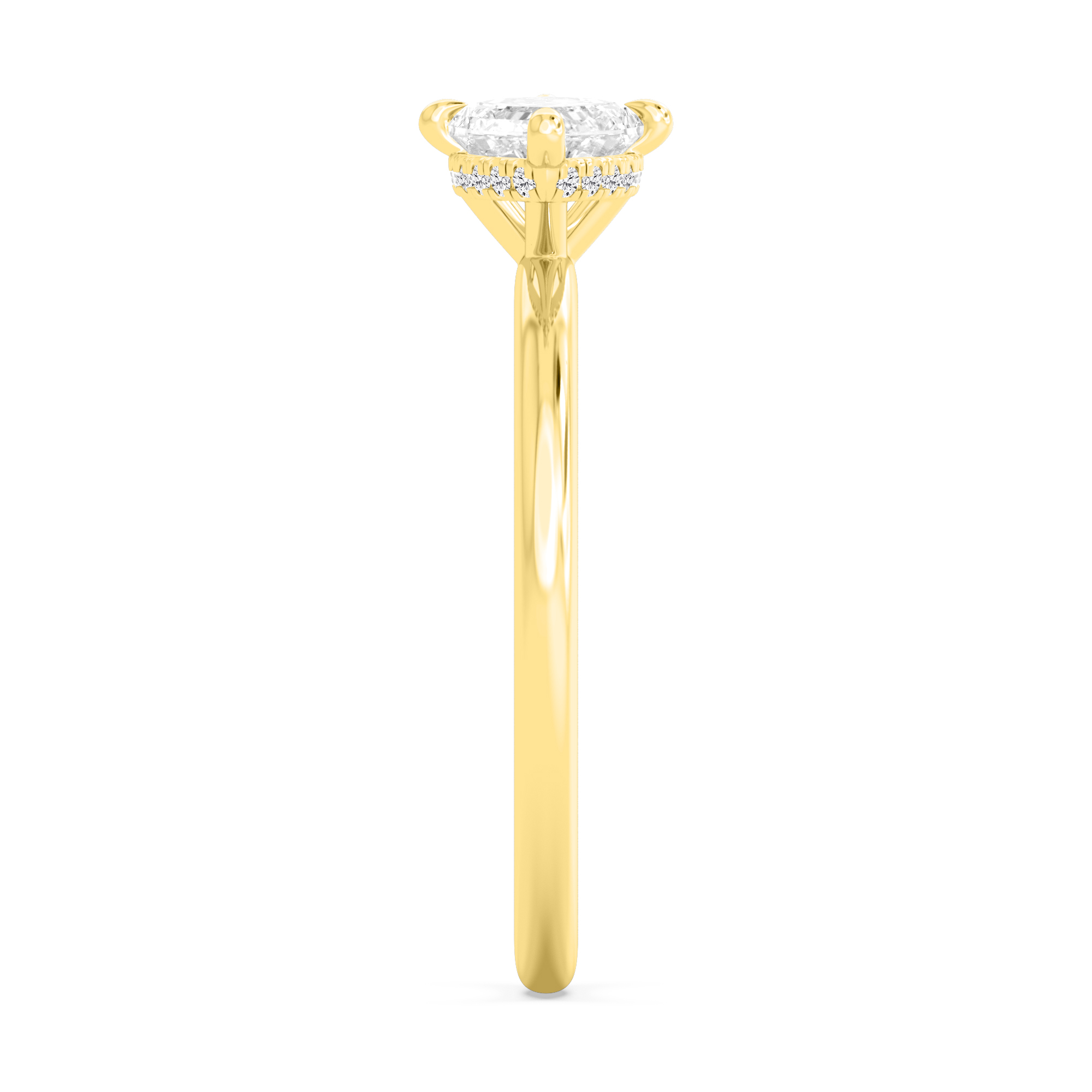 Copse, Four Prong Marquise East-West Solitaire, Hidden Halo in Yellow Gold, marquise, plain background, alternate view