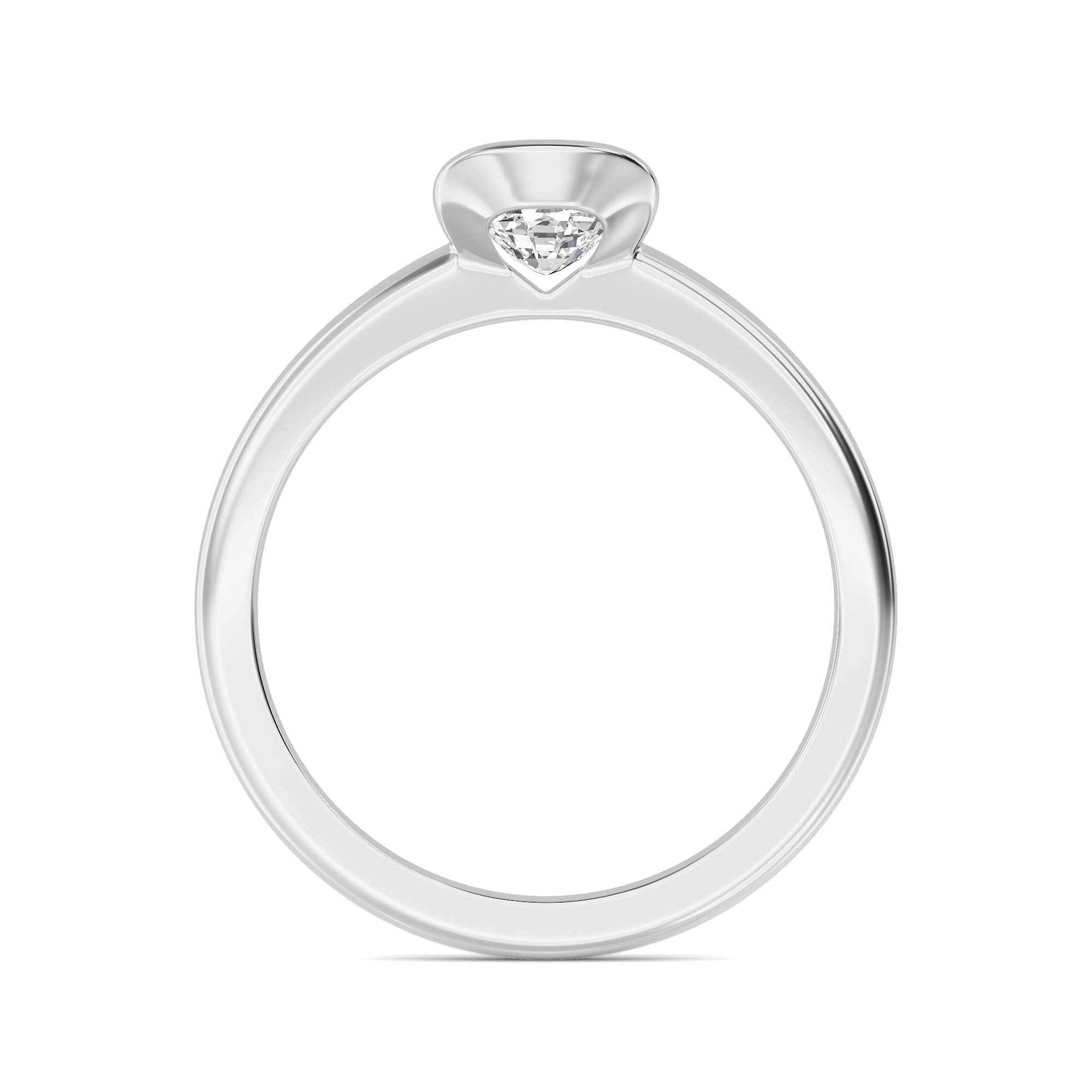 Ink, Half Bezel Cushion Solitaire in White Gold, cushion, plain background, alternate view
