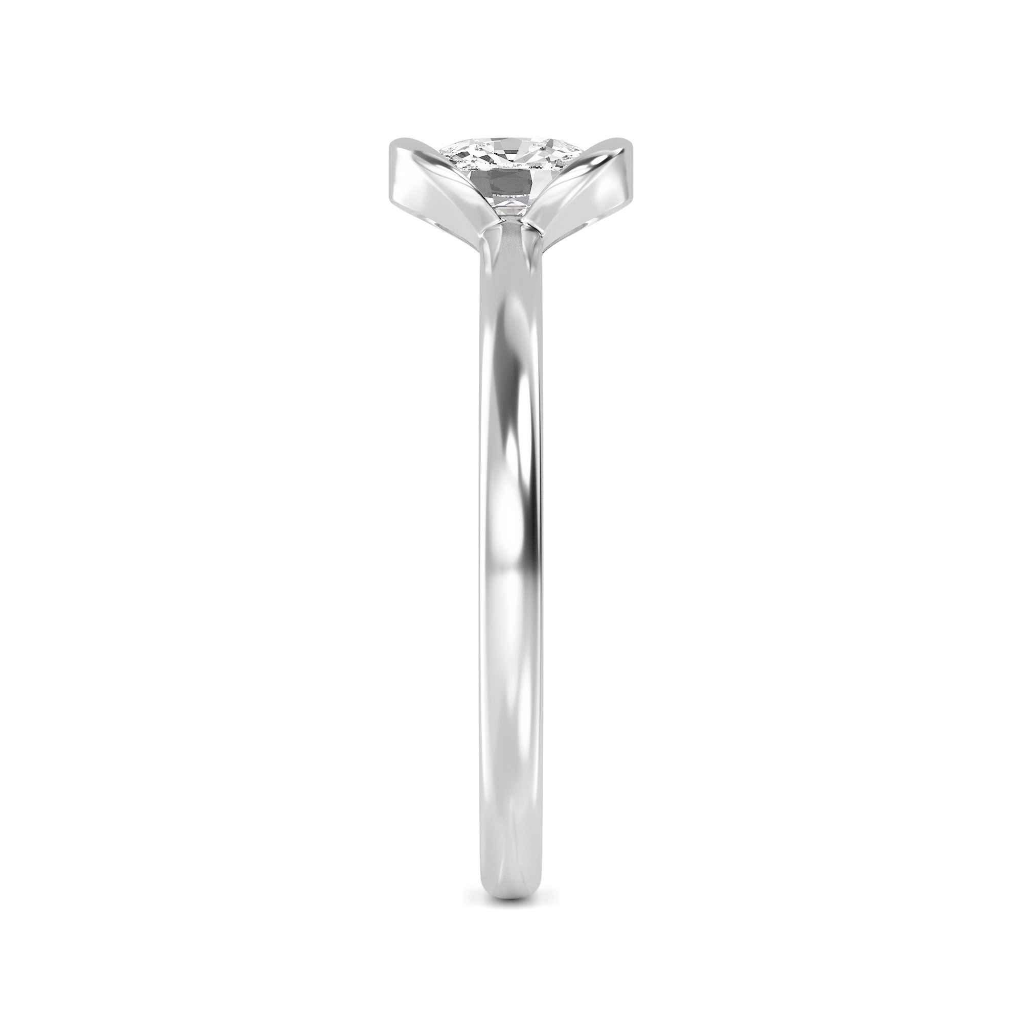 Ink, Half Bezel Cushion Solitaire in White Gold, cushion, plain background, alternate view