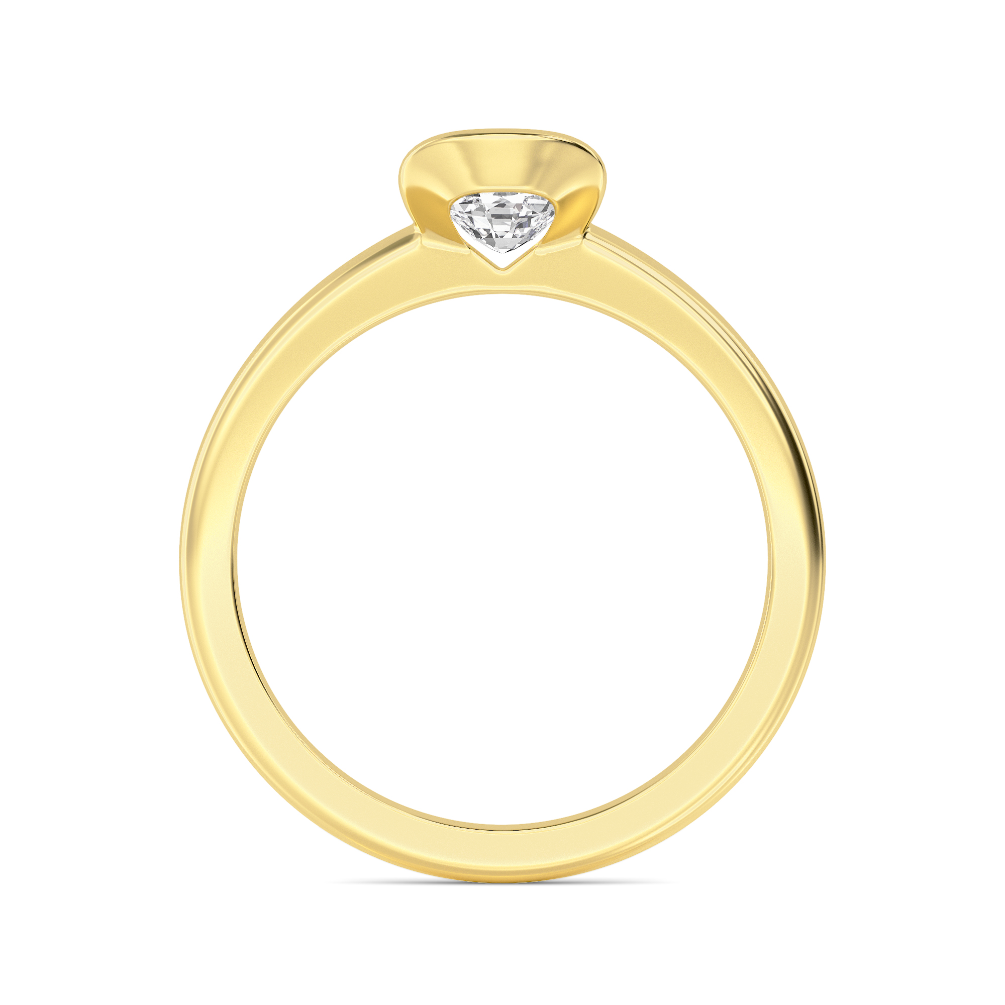Ink, Four Prong Cushion Solitaire in Yellow Gold, cushion, plain background, alternate view