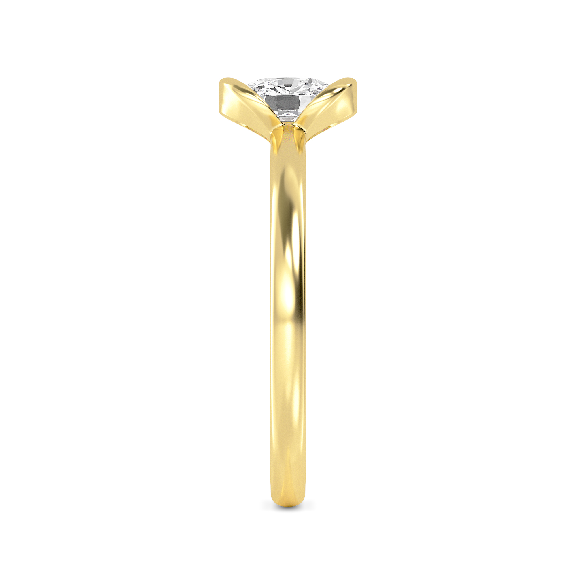 Ink, Four Prong Cushion Solitaire in Yellow Gold, cushion, plain background, alternate view
