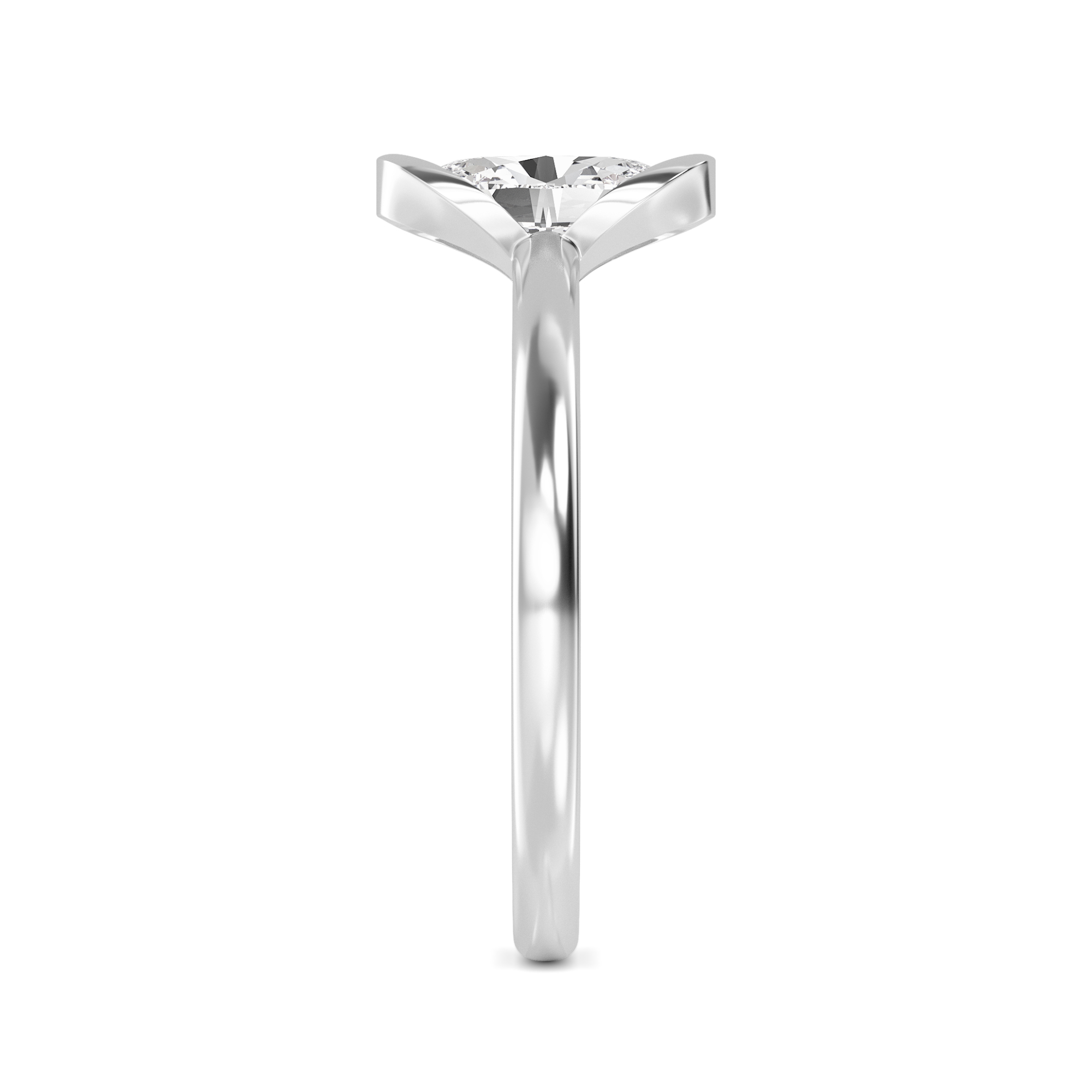 Ink Oval, Bezel Oval Solitaire in White Gold, oval, plain background, alternate view