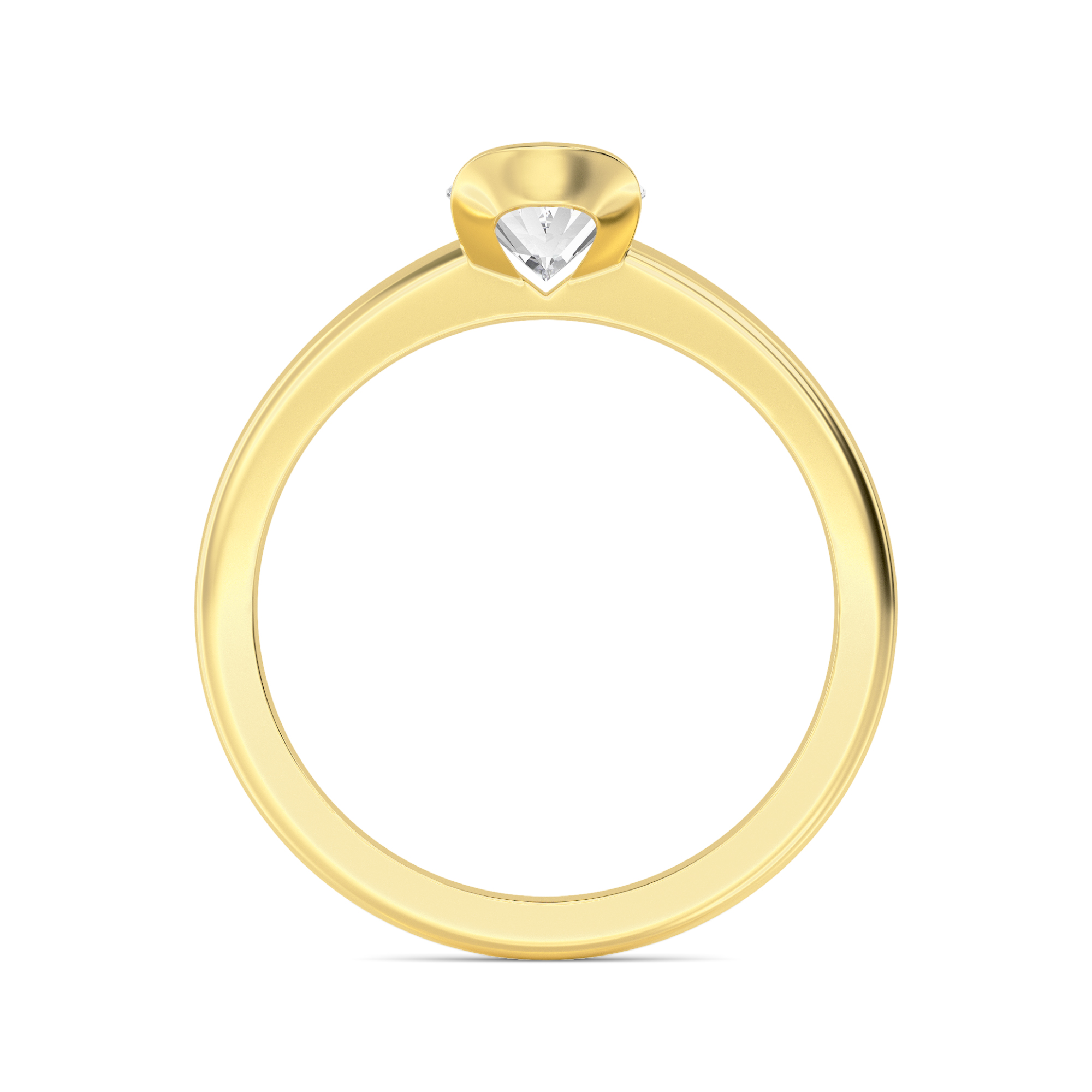 Gorse, Bezel Oval Solitaire in Yellow Gold, oval, plain background, alternate view