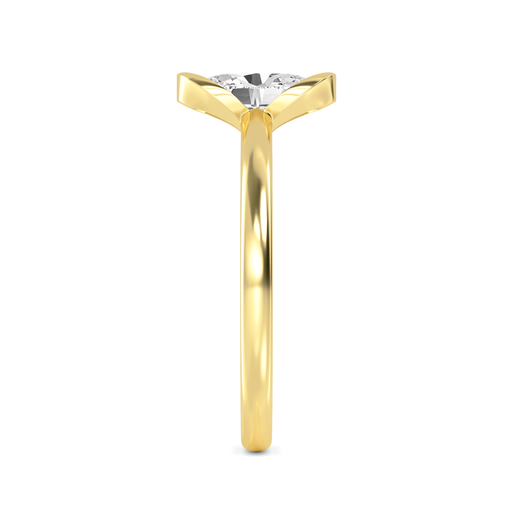 Gorse, Bezel Oval Solitaire in Yellow Gold, oval, plain background, alternate view