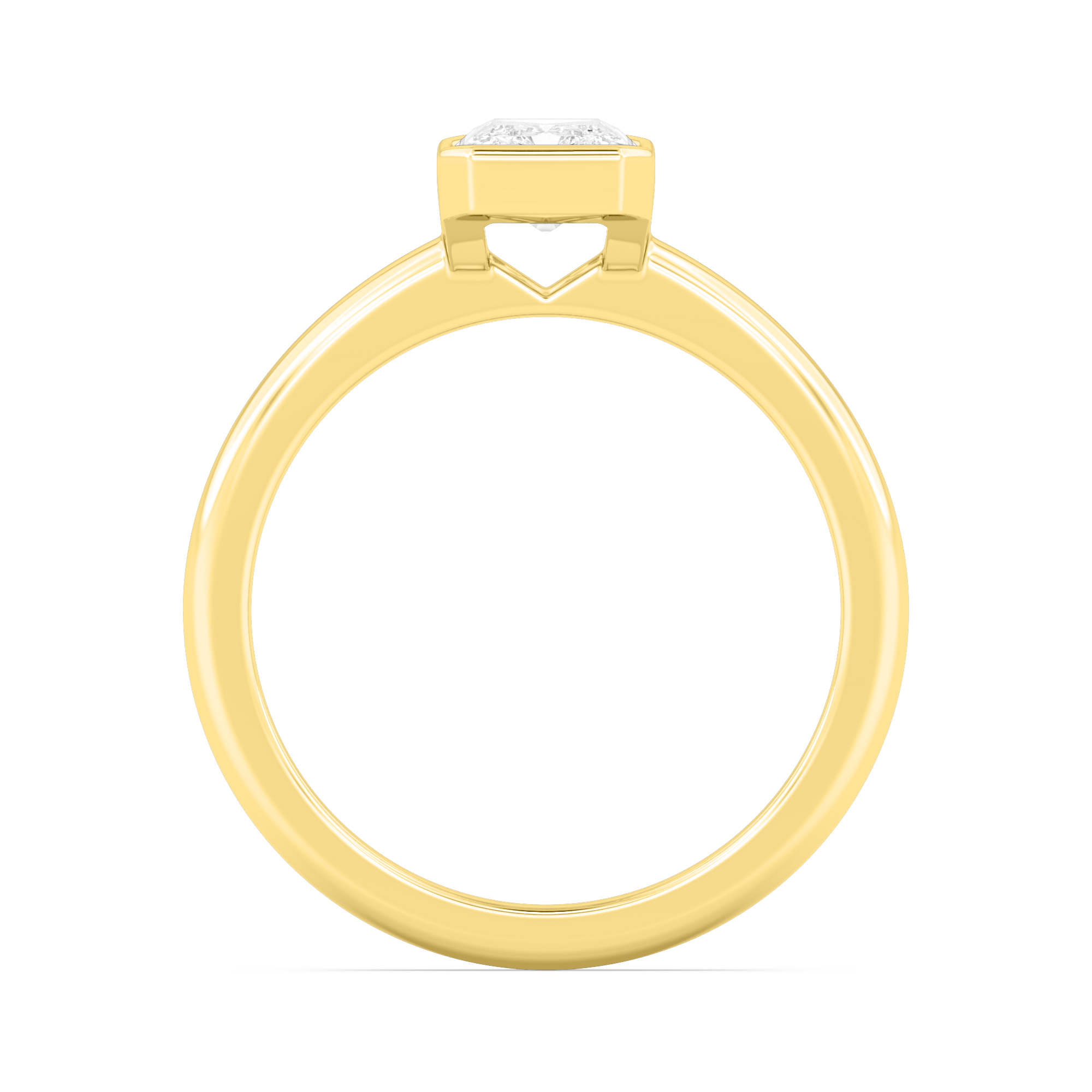 Heron, Bezel Radiant Solitaire in Yellow Gold, radiant, plain background, alternate view