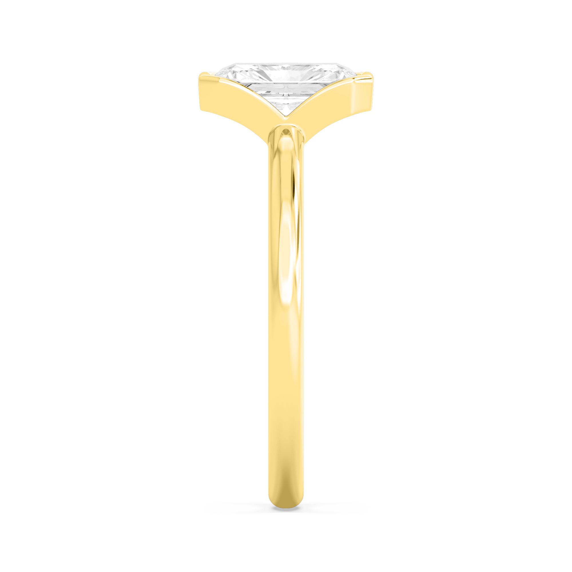 Heron, Bezel Radiant Solitaire in Yellow Gold, radiant, plain background, alternate view