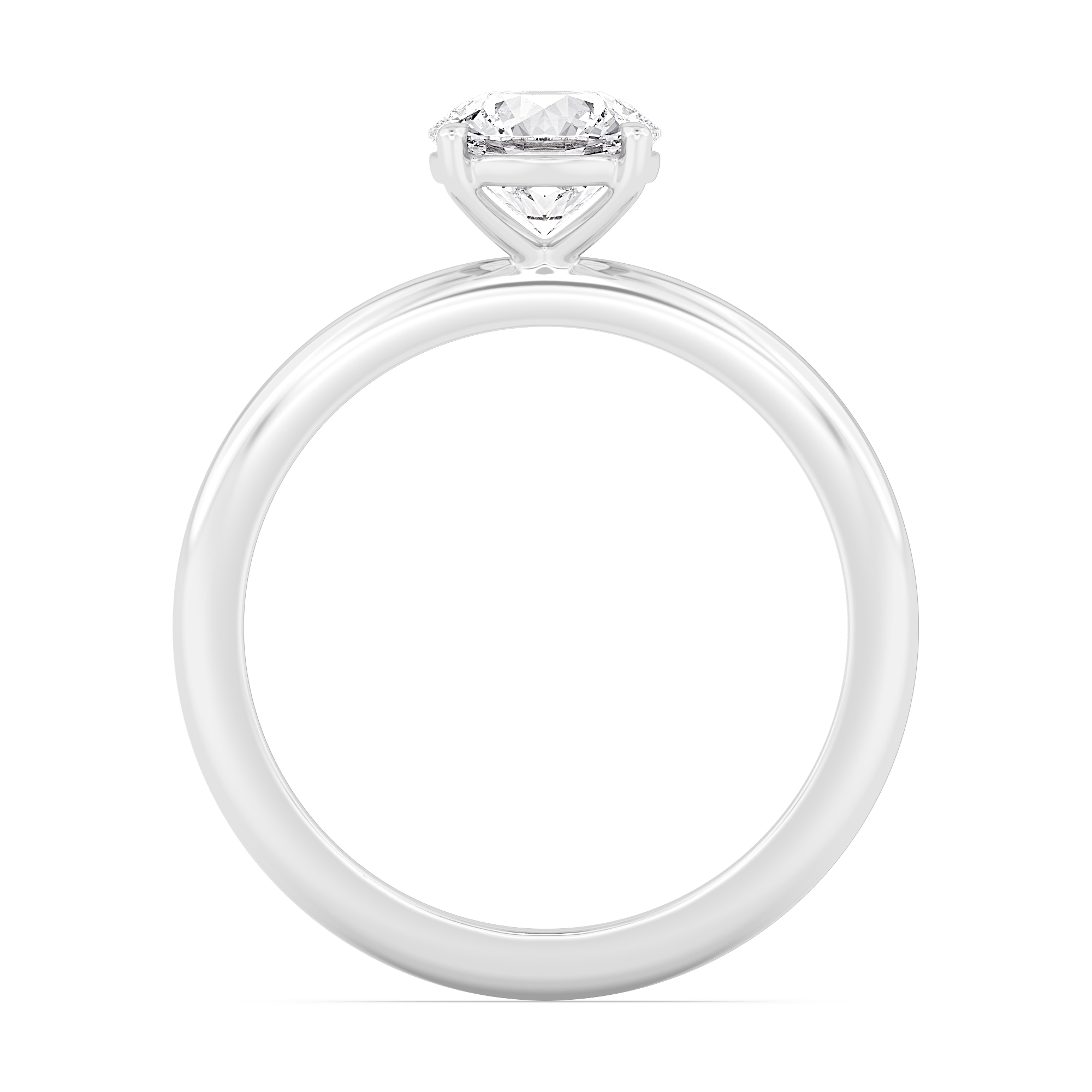 Mist, Four Prong Round Solitaire, Fine Band in White Gold, round, plain background, alternate view