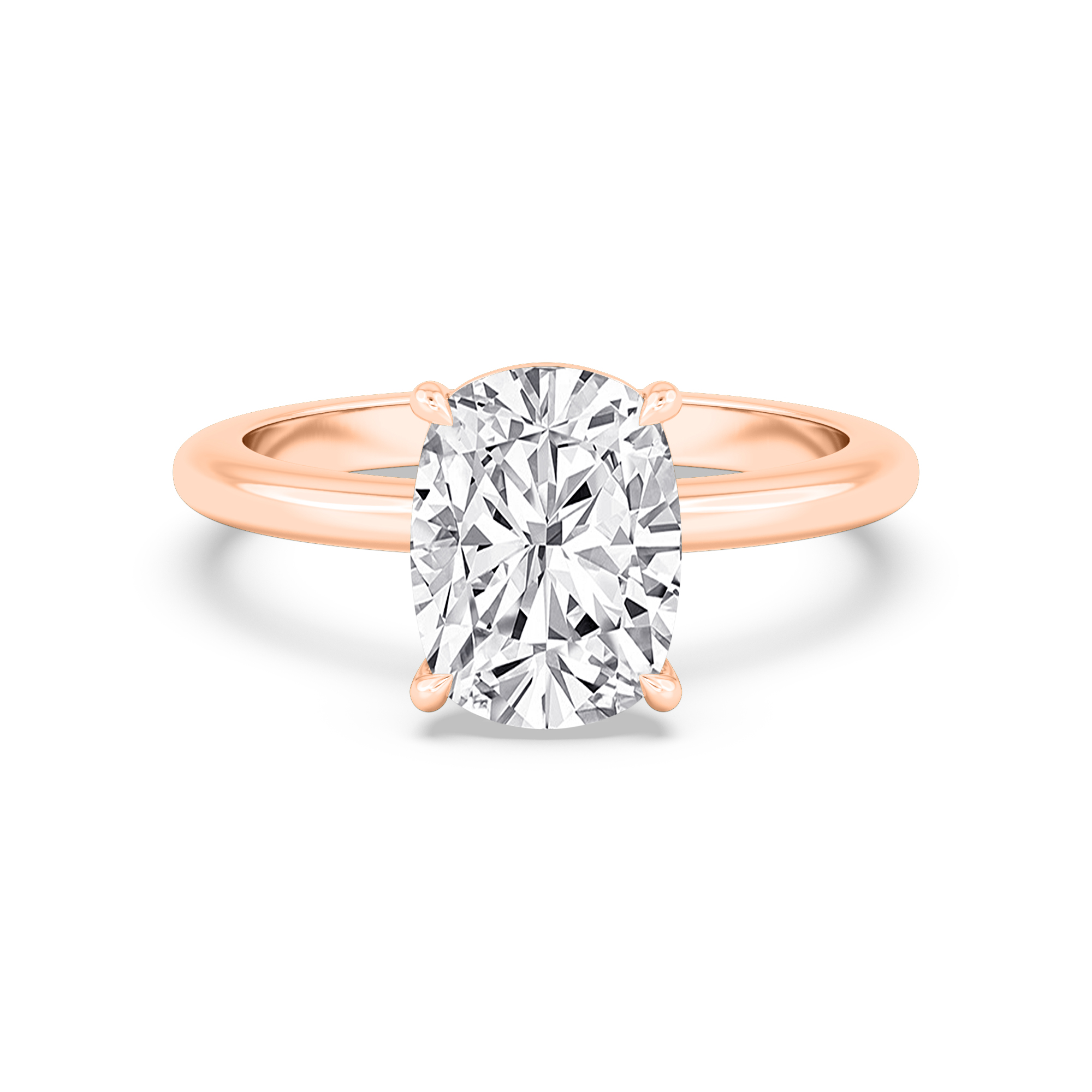 Linnet, Four Prong Cushion Solitaire in Rose Gold, cushion, plain background
