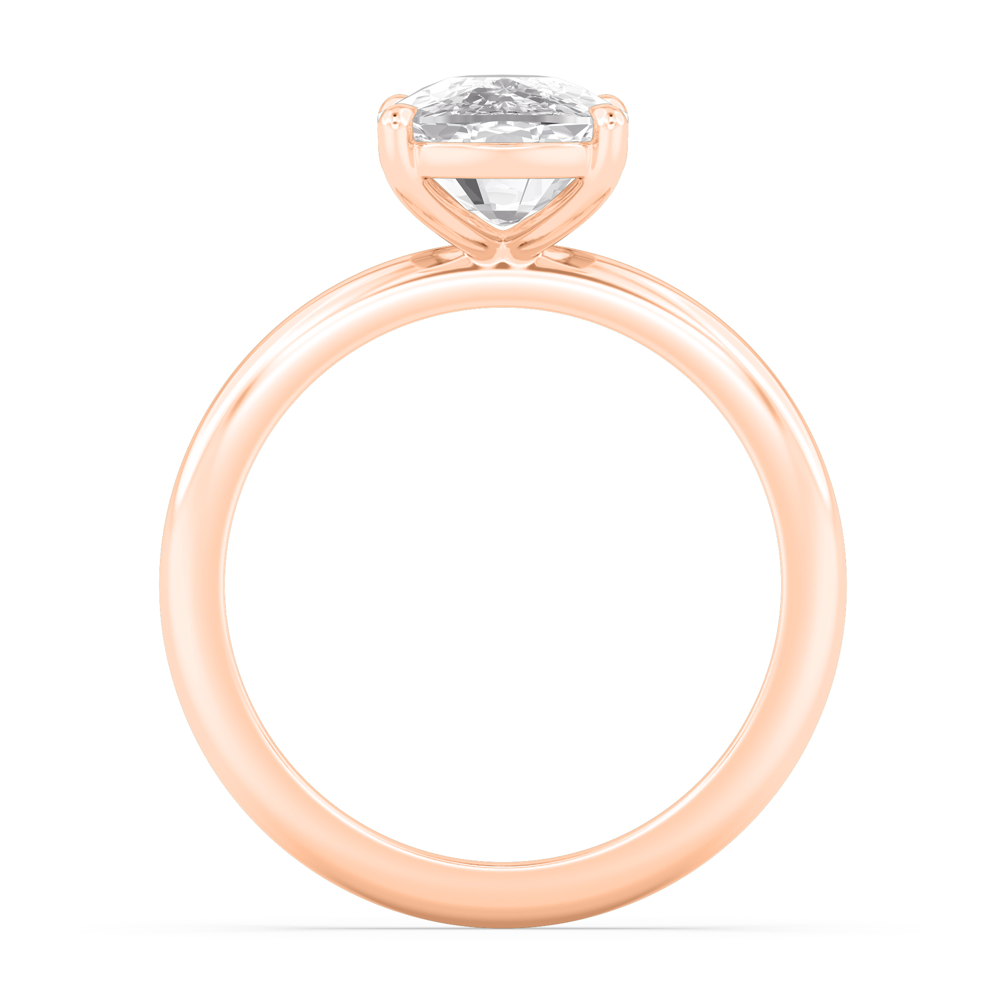 Linnet, Four Prong Cushion Solitaire in Rose Gold, cushion, plain background, alternate view