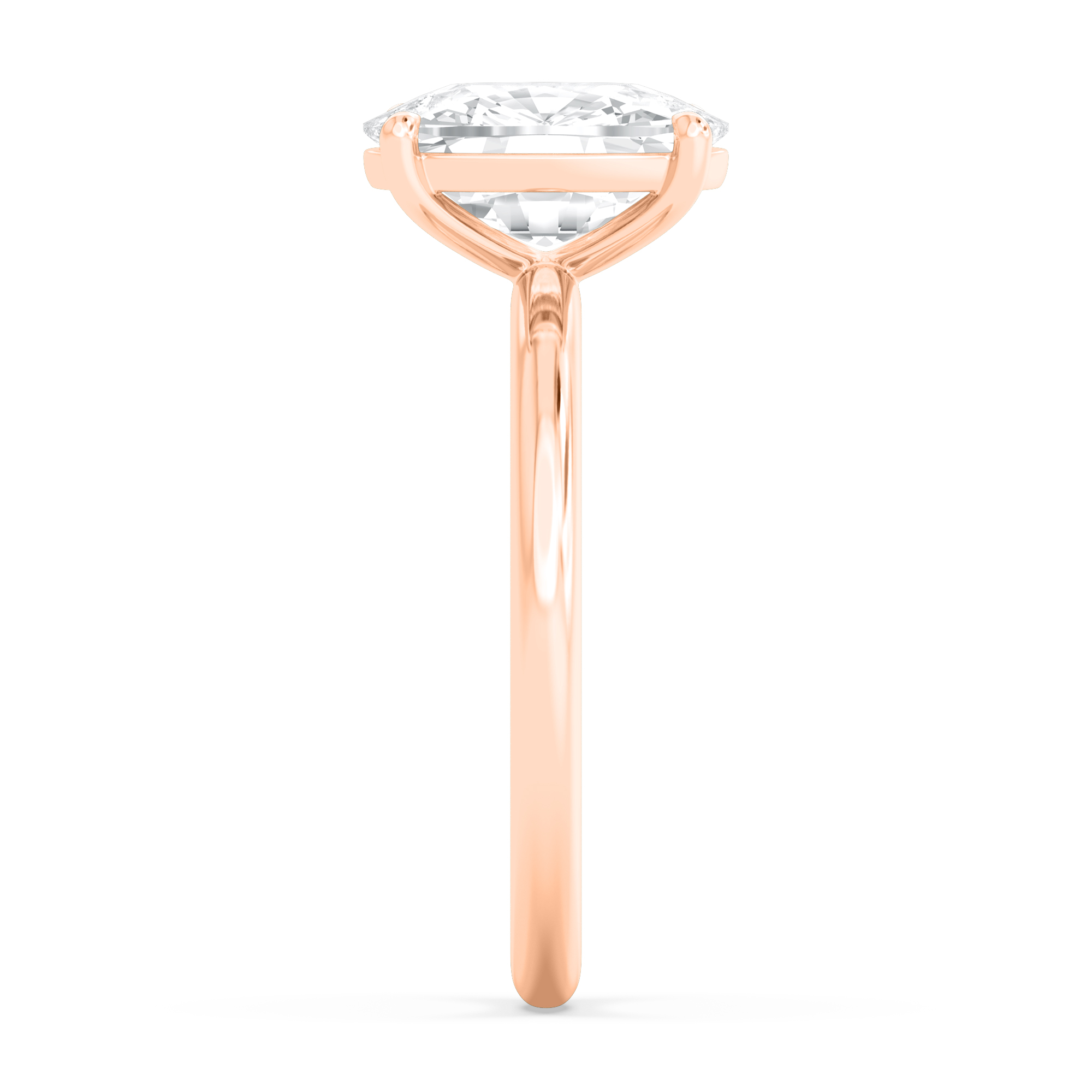 Linnet, Four Prong Cushion Solitaire in Rose Gold, cushion, plain background, alternate view
