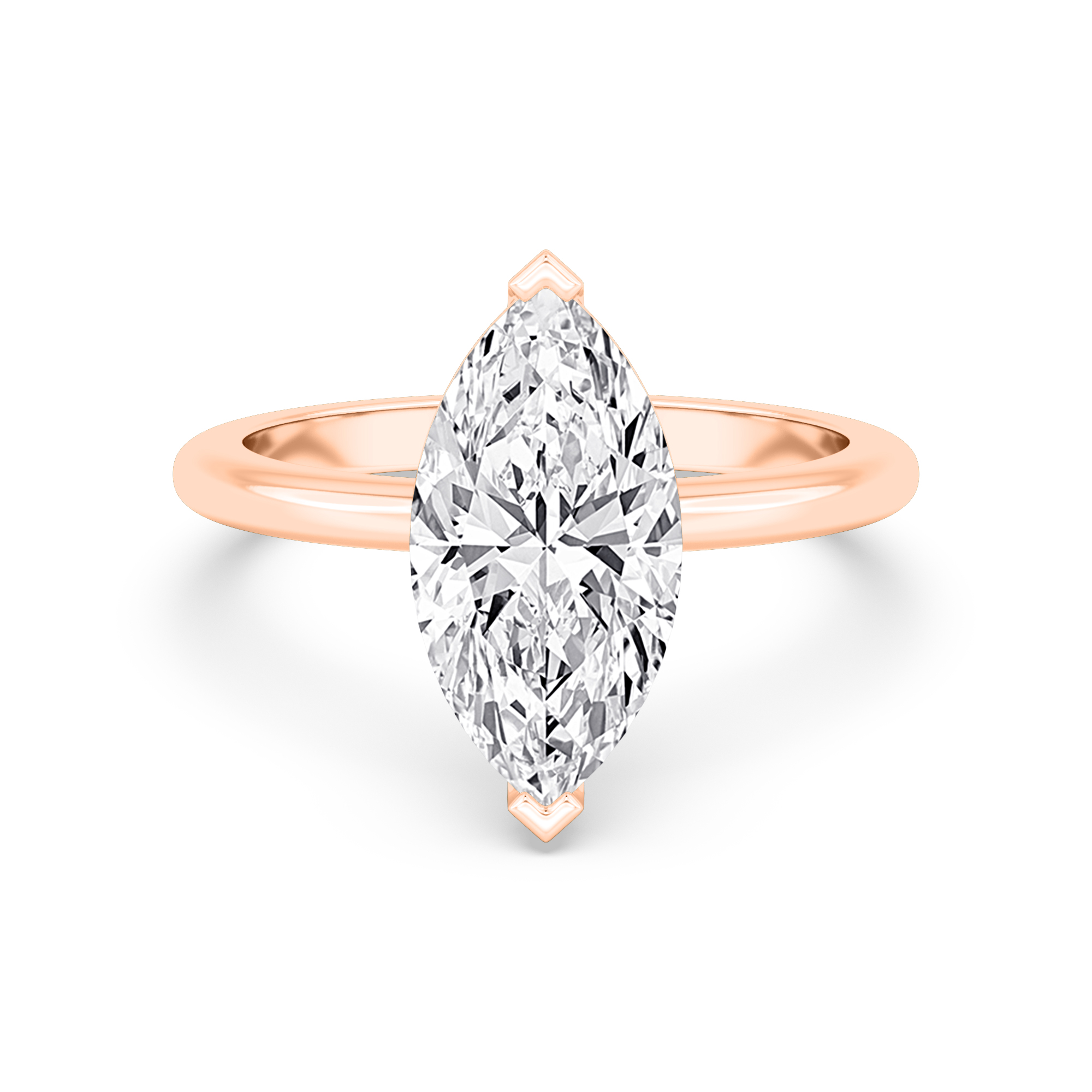 Wend, Six Prong Marquise Solitaire in Rose Gold, marquise, plain background