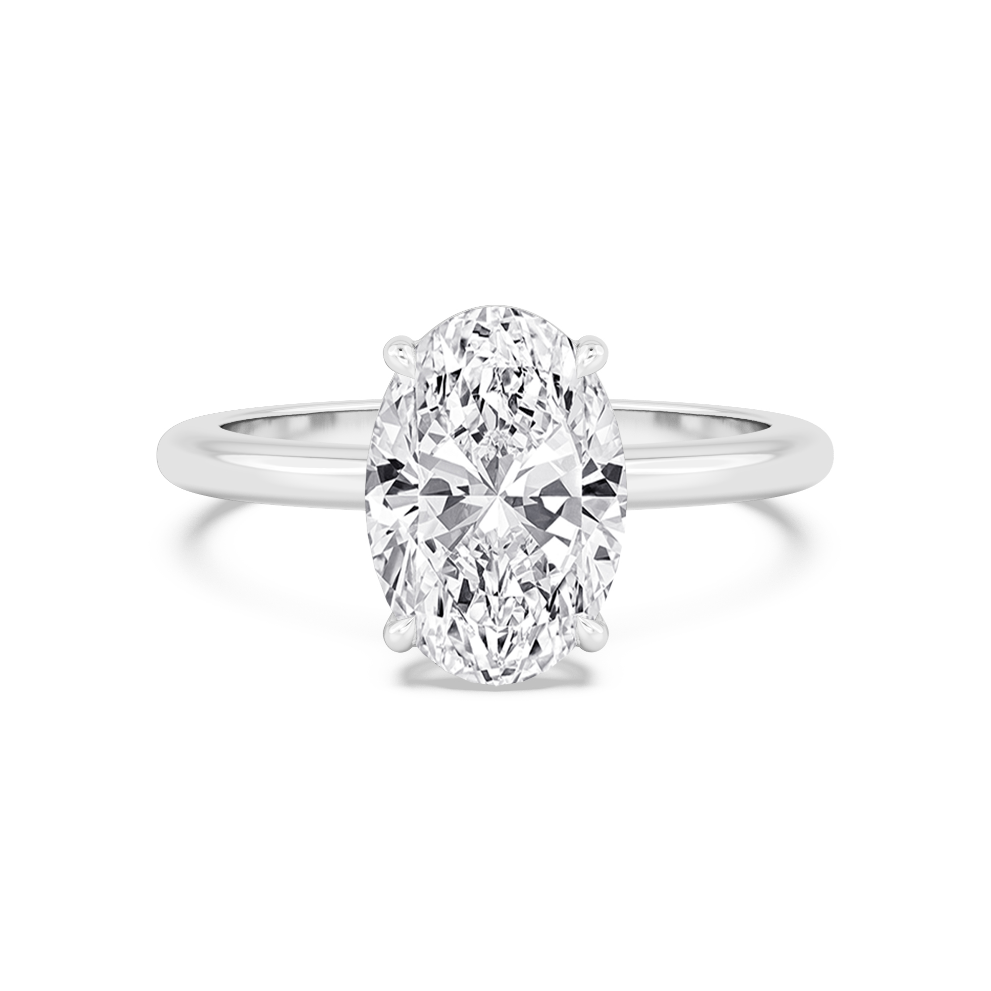 Skylark, Four Prong Oval Solitaire in White Gold, oval, plain background
