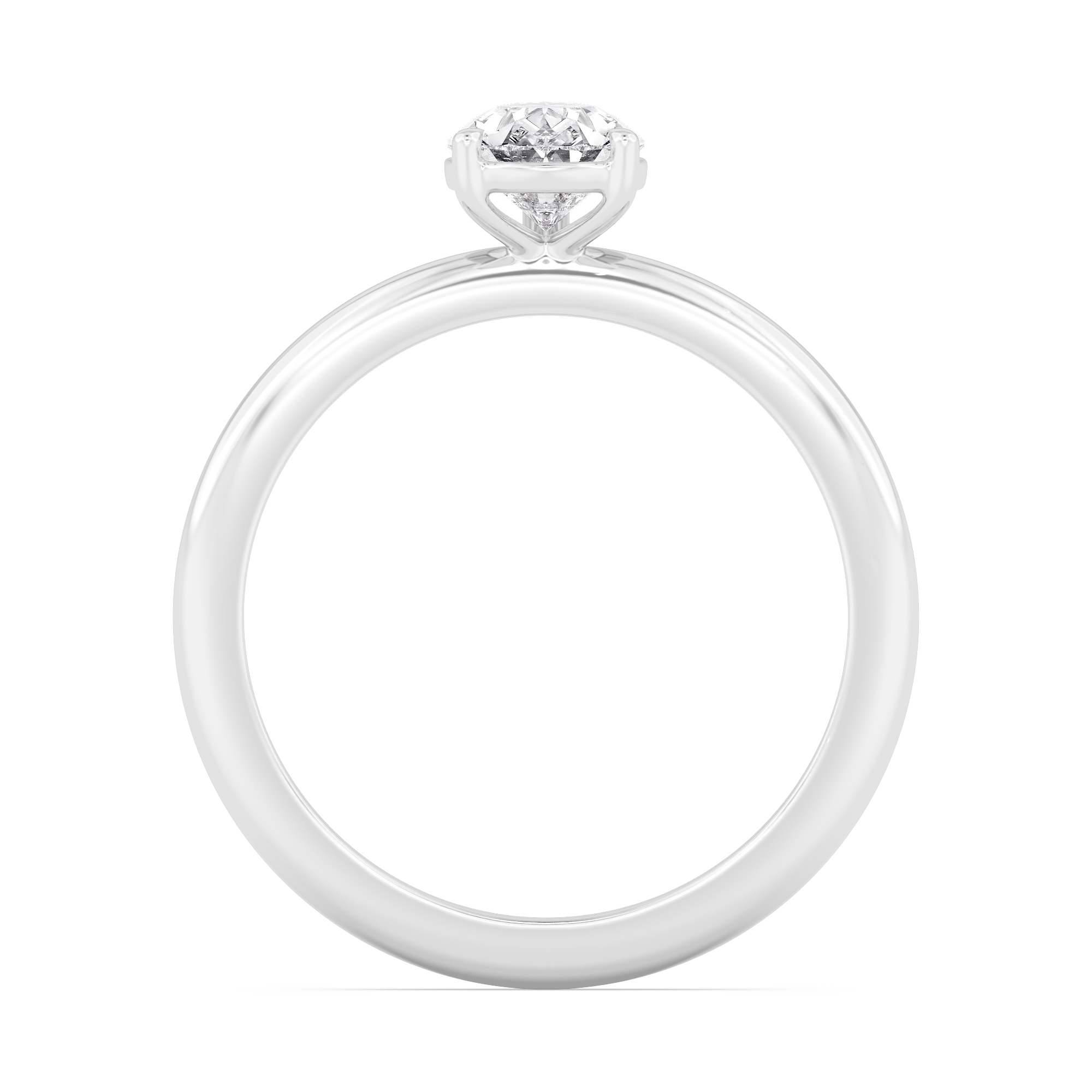 Pollen, Five Prong Pear Solitaire in White Gold, pear, plain background, alternate view