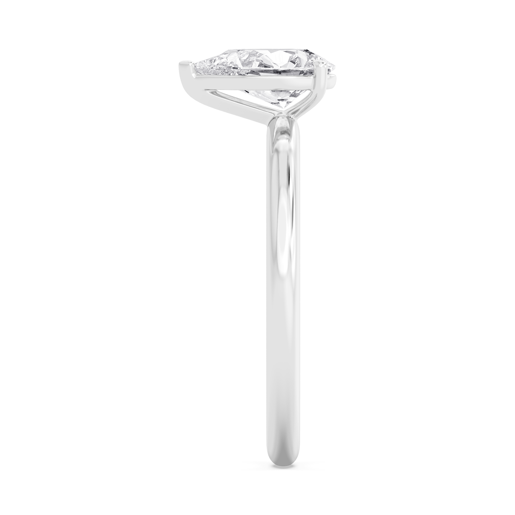 Pollen, Five Prong Pear Solitaire in White Gold, pear, plain background, alternate view