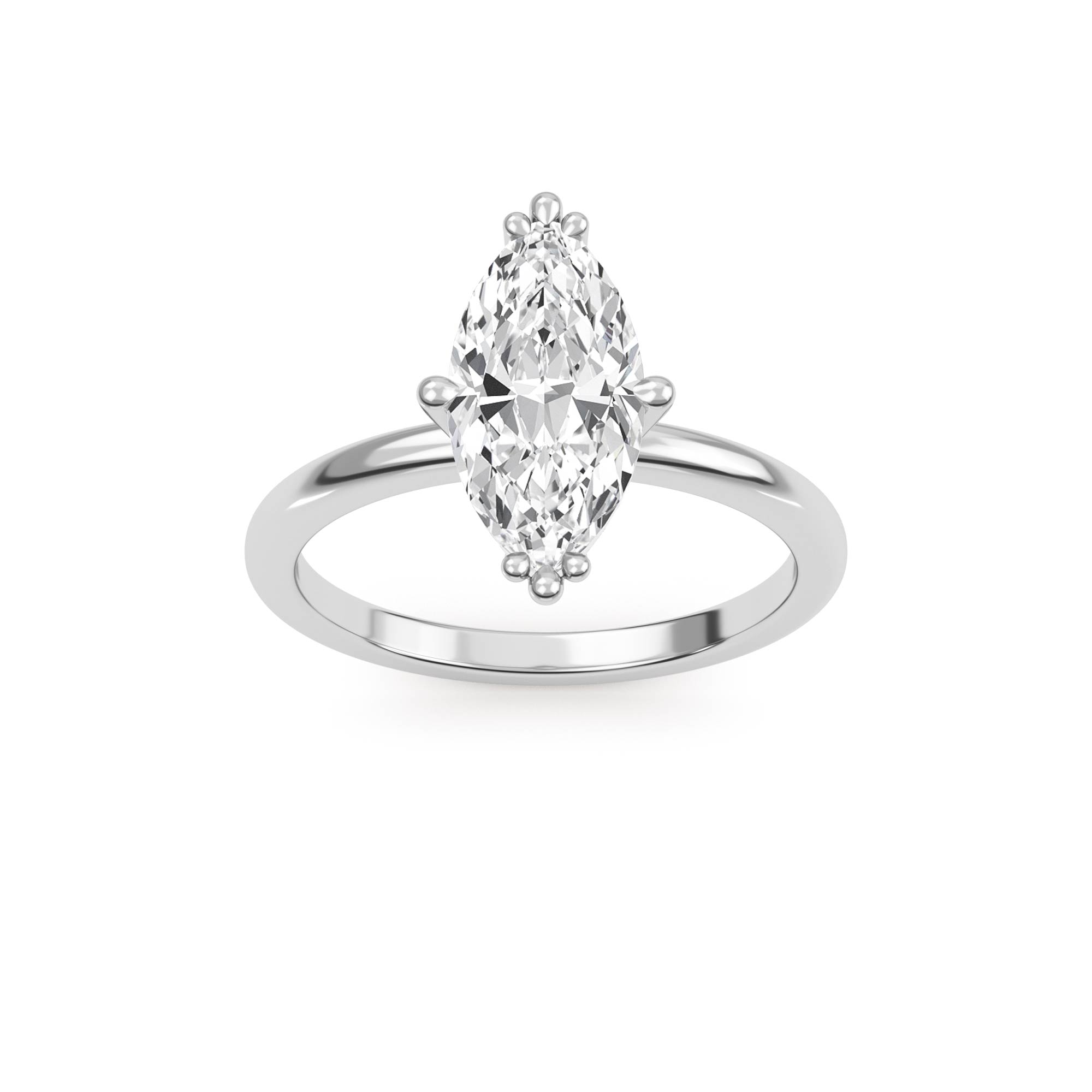 Ridge, Eight Claw Marquise Solitaire in White Gold, marquise, plain background