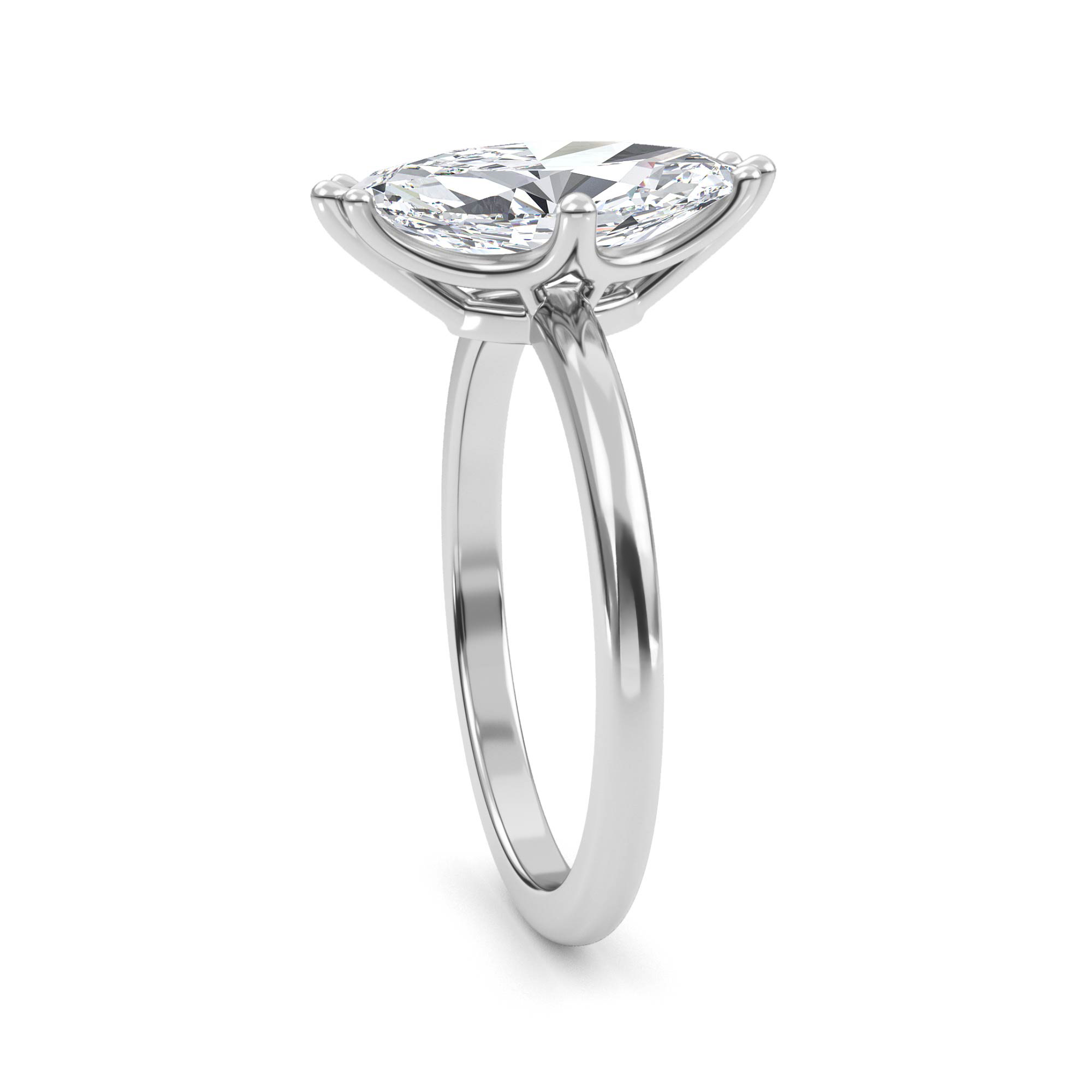 Ridge, Eight Claw Marquise Solitaire in White Gold, marquise, plain background, alternate view