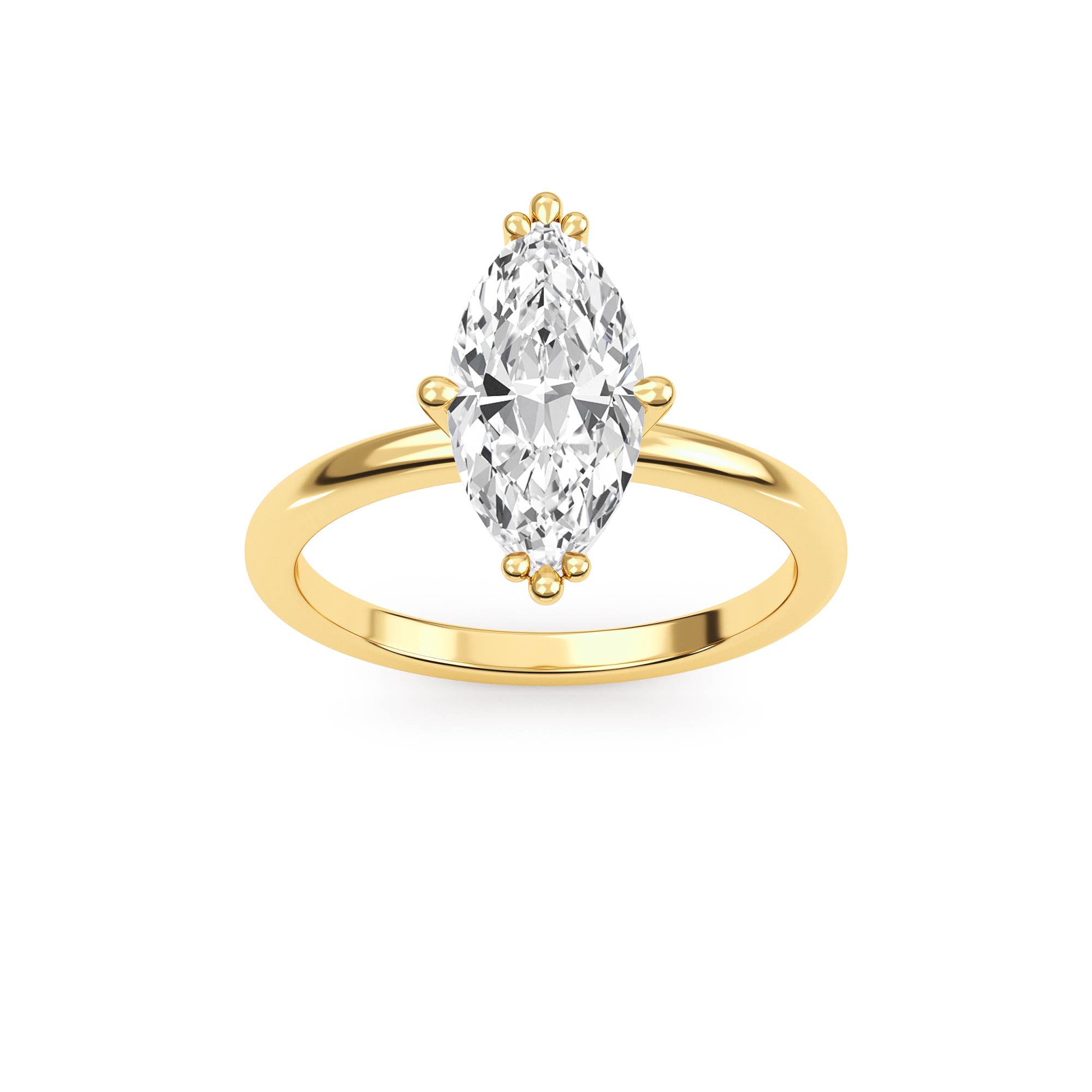 Ridge, Four Prong Marquise Solitaire in Yellow Gold, marquise, plain background