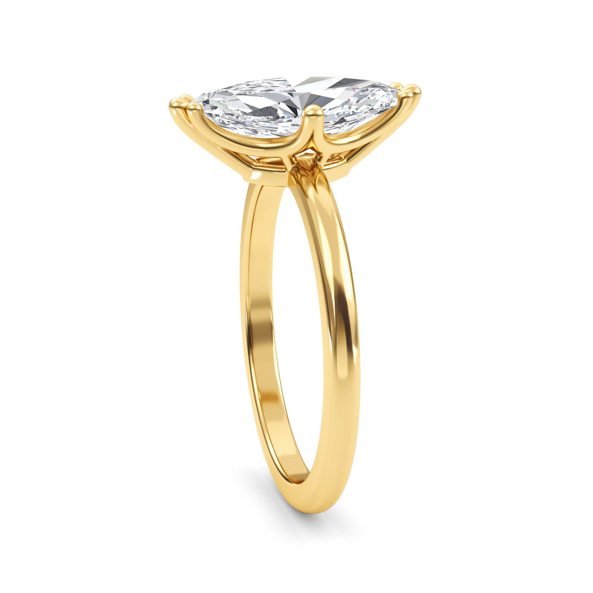 Ridge, Four Prong Marquise Solitaire in Yellow Gold, marquise, plain background, alternate view