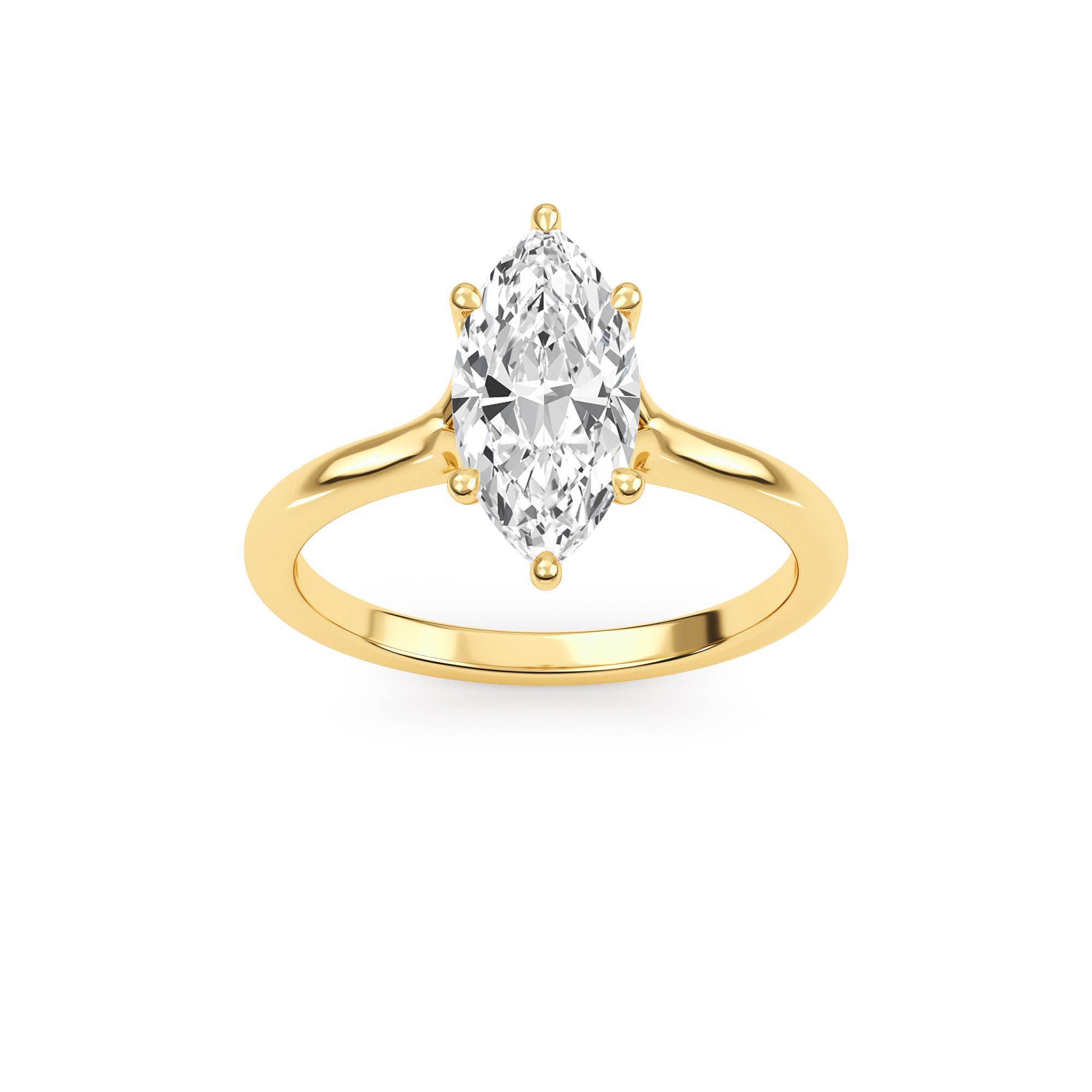 Shore, Four Prong Marquise Solitaire in Yellow Gold, marquise, plain background