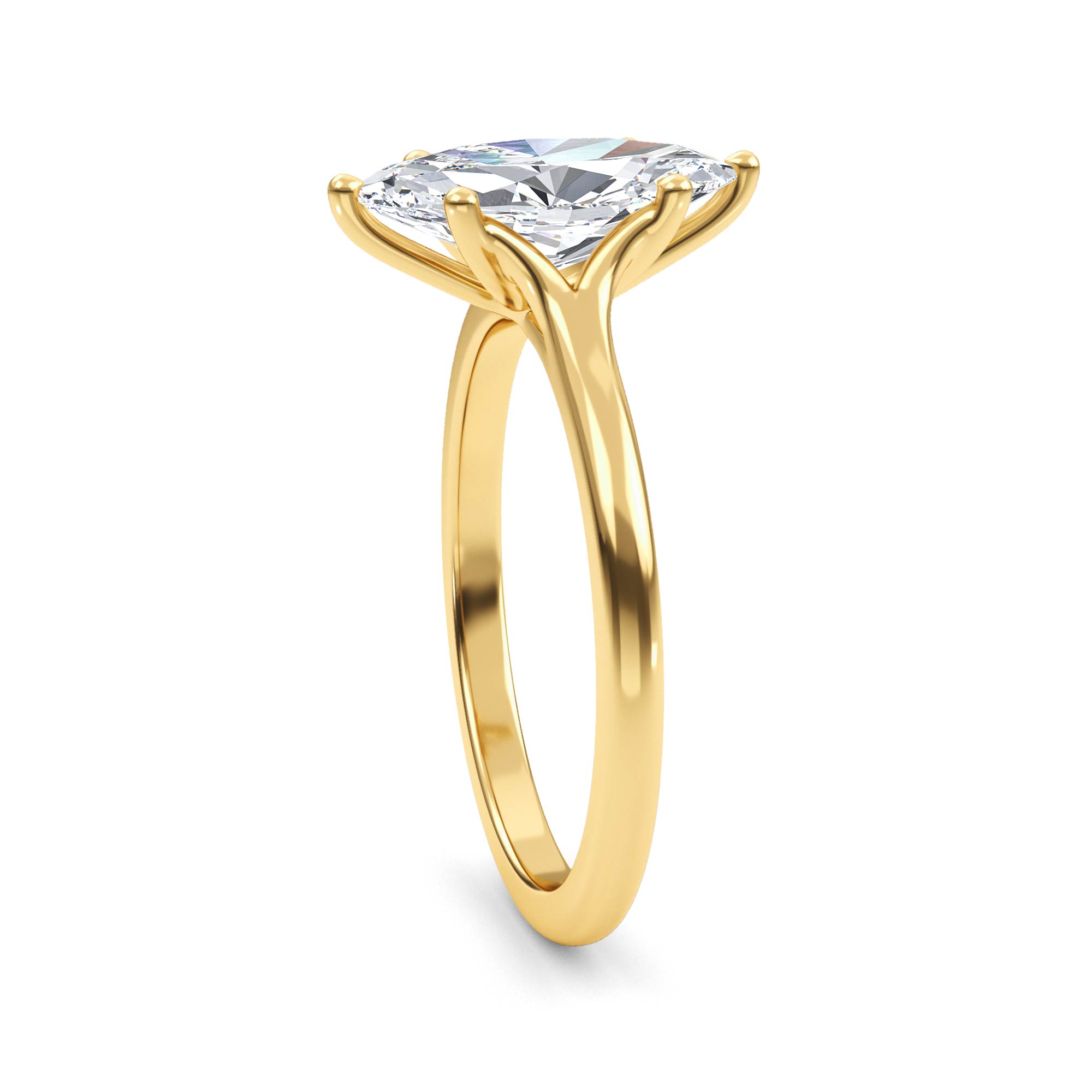 Shore, Four Prong Marquise Solitaire in Yellow Gold, marquise, plain background, alternate view