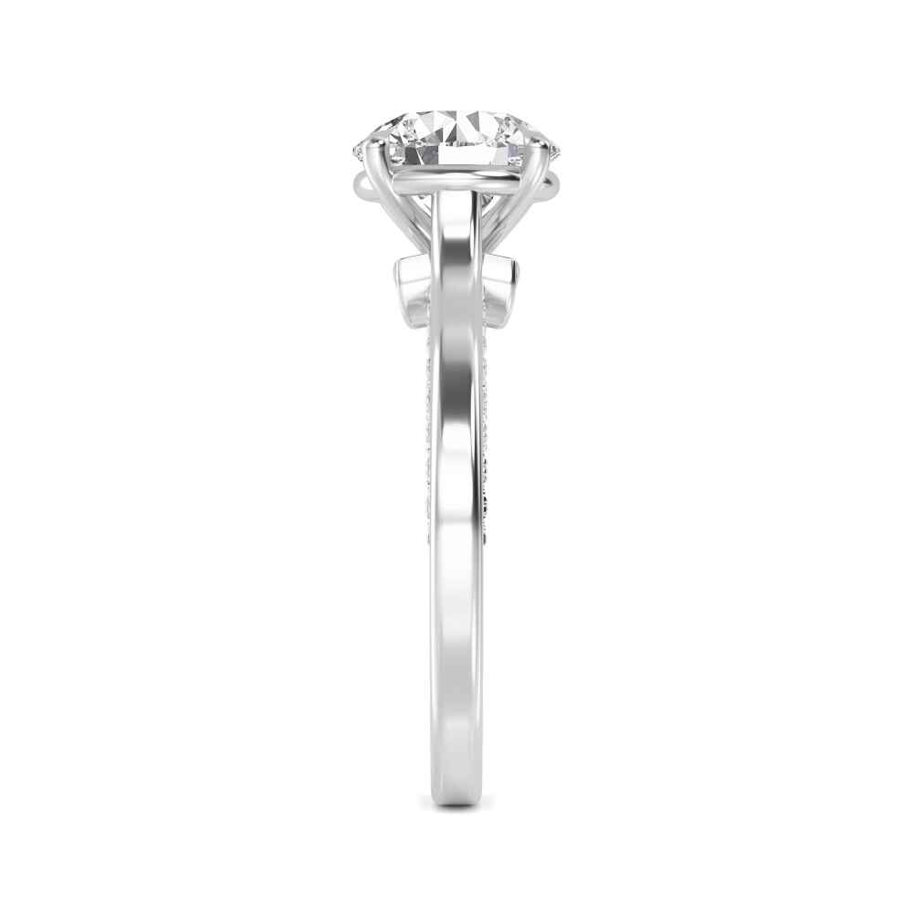 Wick, Four Prong Round Solitaire, Pavé Band in White Gold, round, plain background, alternate view