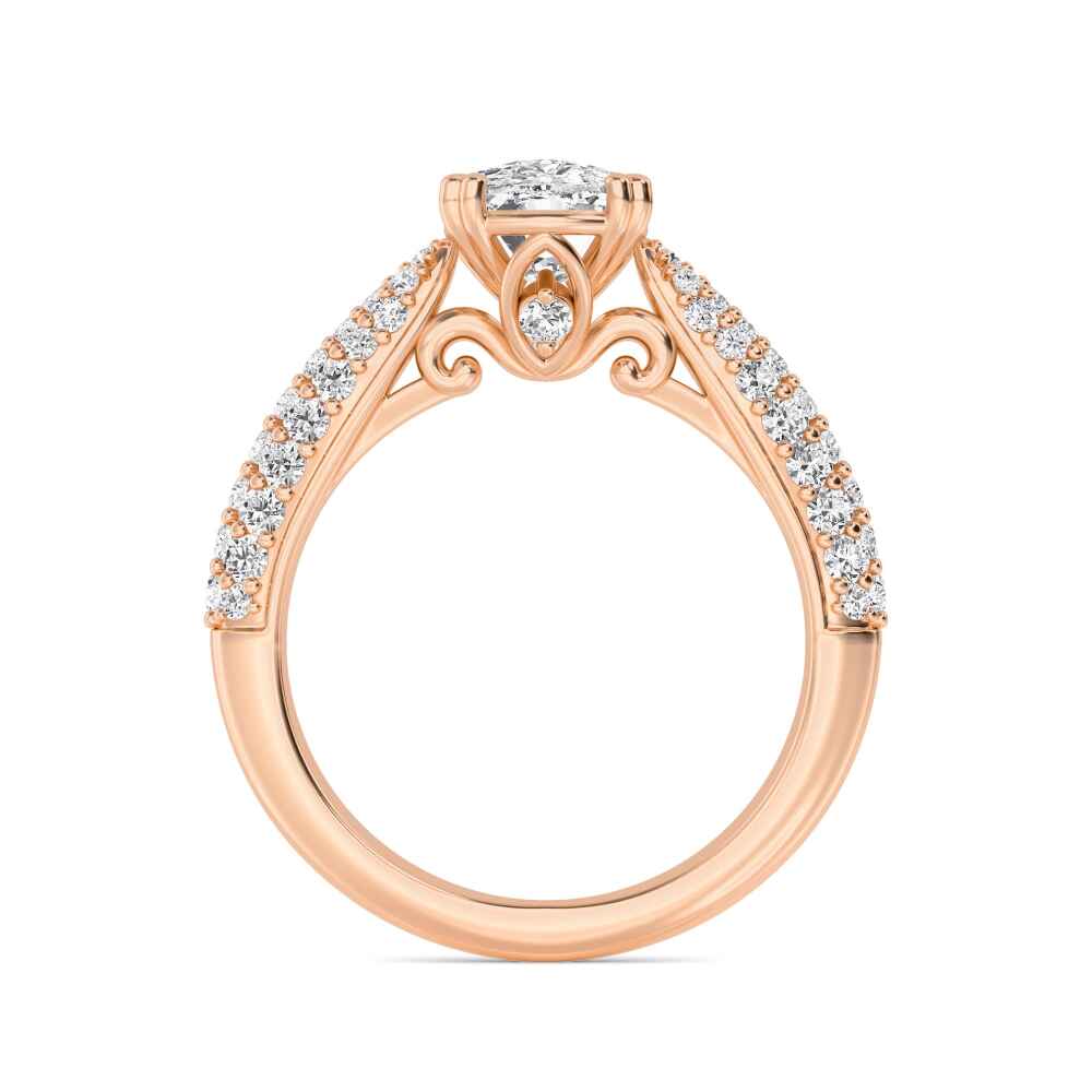 Gale, Four Prong Cushion Solitaire, Pavé Band in Rose Gold, cushion, plain background, alternate view