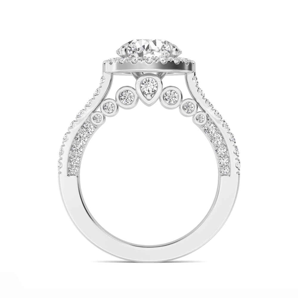 Heath, Four Prong Round Solitaire, Pavé Band in White Gold, round, plain background, alternate view