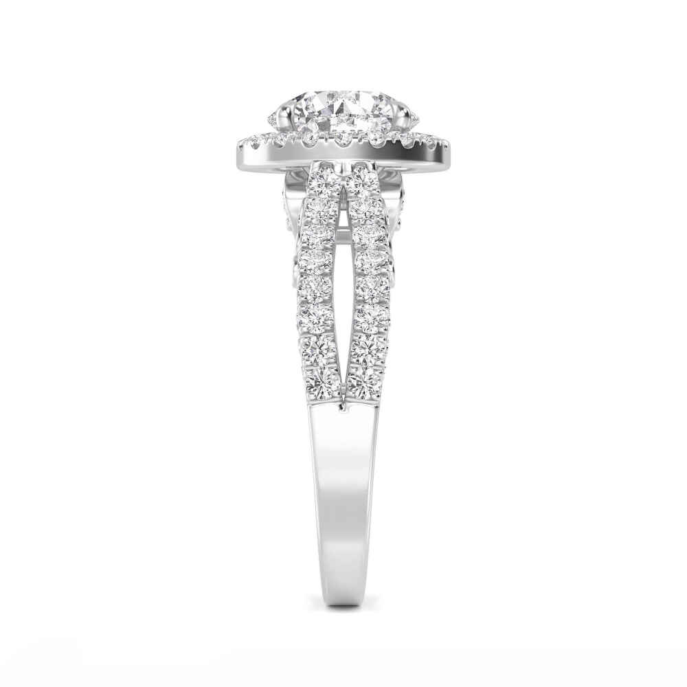 Heath, Four Prong Round Solitaire, Pavé Band in White Gold, round, plain background, alternate view