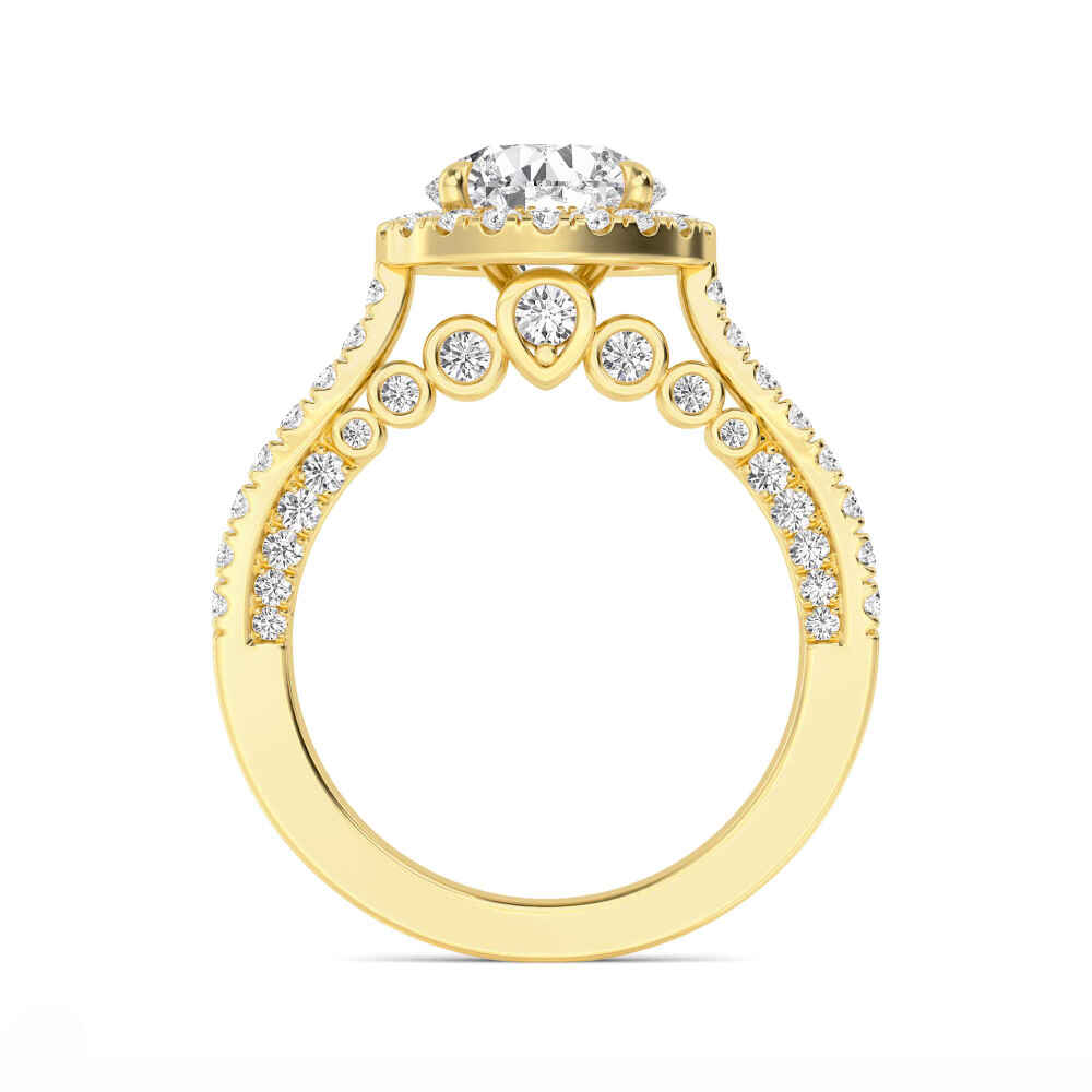 Heath, Round Halo, Pavé Split Shank in Yellow Gold, round, plain background, alternate view