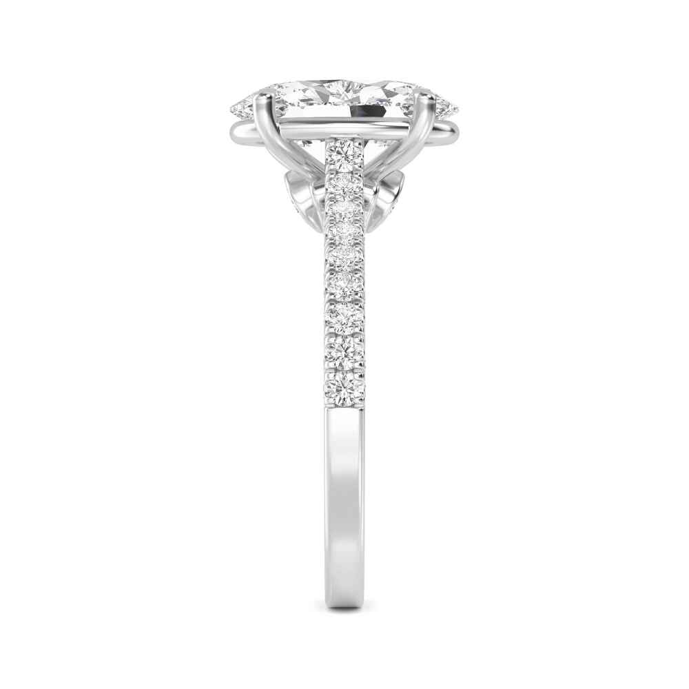 Thrush, Four Prong Oval Solitaire, Pavé Band in White Gold, oval, plain background, alternate view