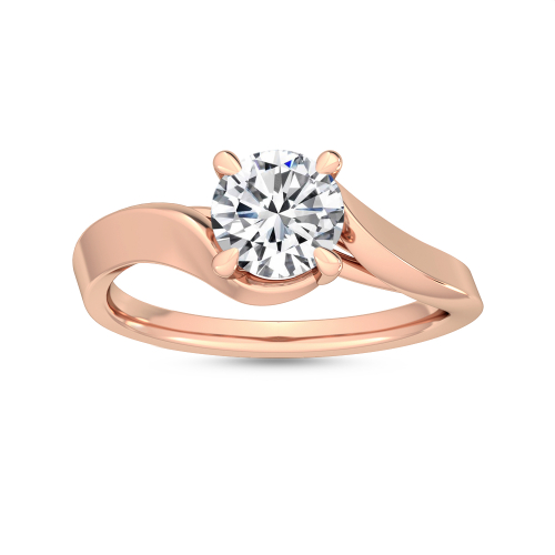 Amelia, Four Prong Round Solitaire, Bypass in Rose Gold, round, plain background