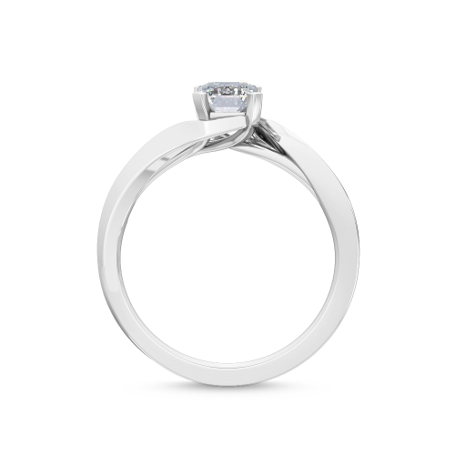 Elder, Four Prong Emerald Solitaire, Bypass in White Gold, emerald, plain background, alternate view