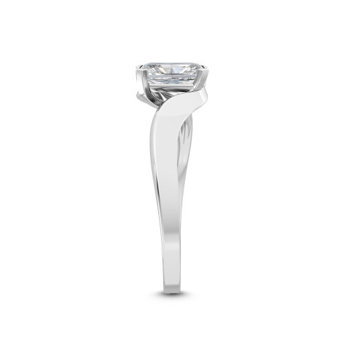 Elder, Four Prong Emerald Solitaire, Bypass in White Gold, emerald, plain background, alternate view