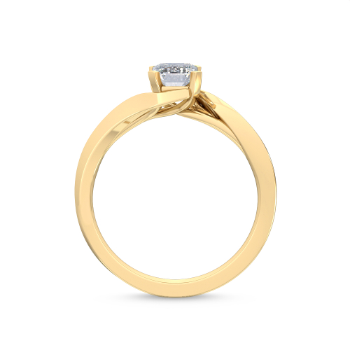Elder, Four Prong Emerald Solitaire, Bypass in Yellow Gold, emerald, plain background, alternate view