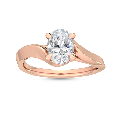 Weir, Four Prong Oval Solitaire, Bypass in Rose Gold, oval, plain background